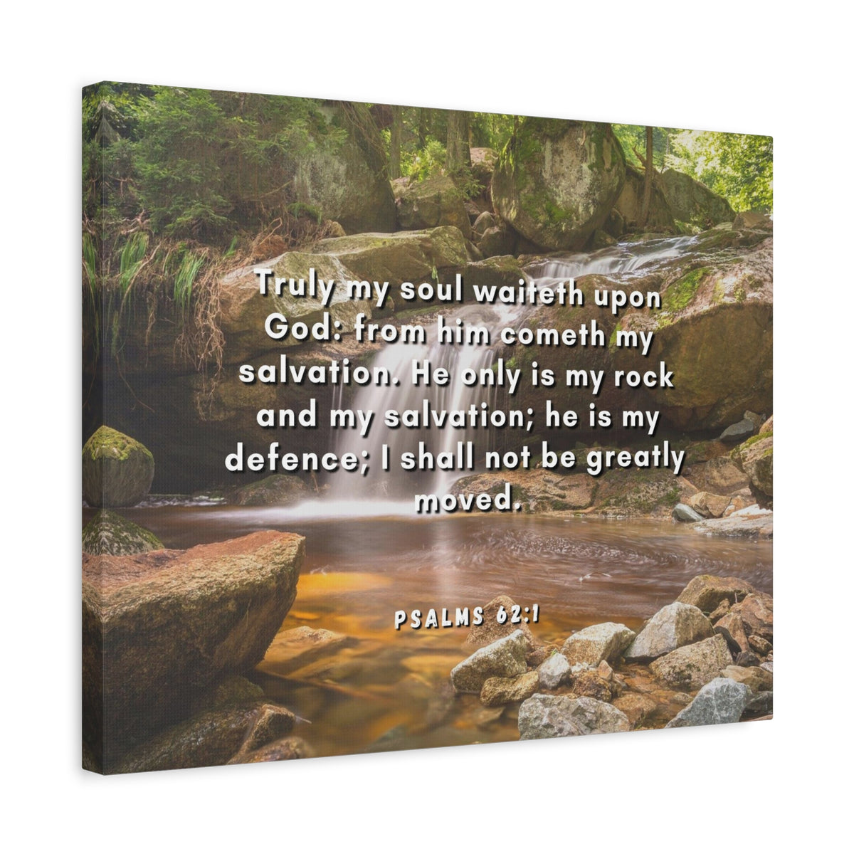 Scripture Canvas My Salvation Psalm 62:1 Christian Wall Art Bible Verse Print Ready to Hang-Express Your Love Gifts