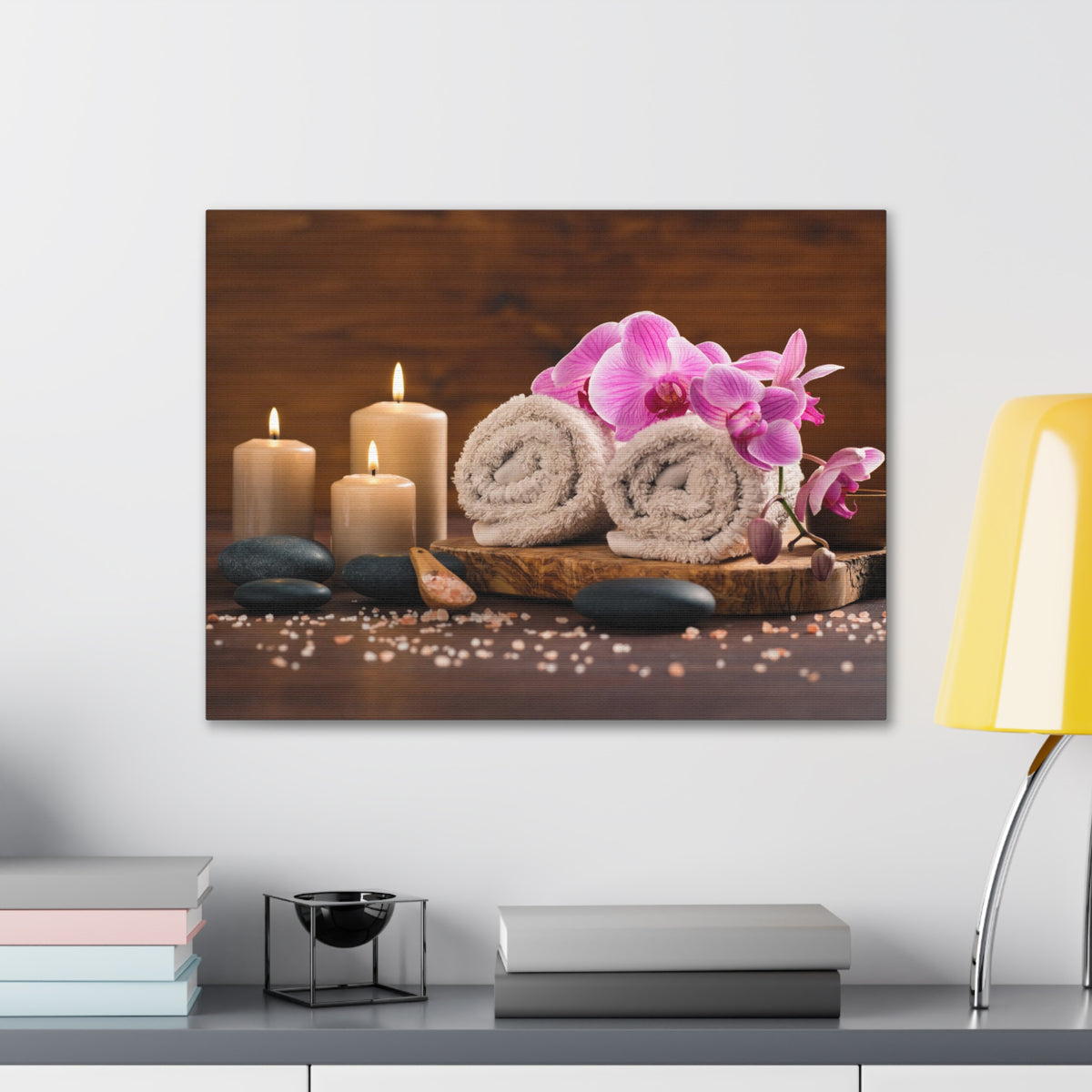 Rolled Towel and Orchids Forest Floral Nature Photography Canvas Wall Art for Home Decor Ready-to-Hang-Express Your Love Gifts