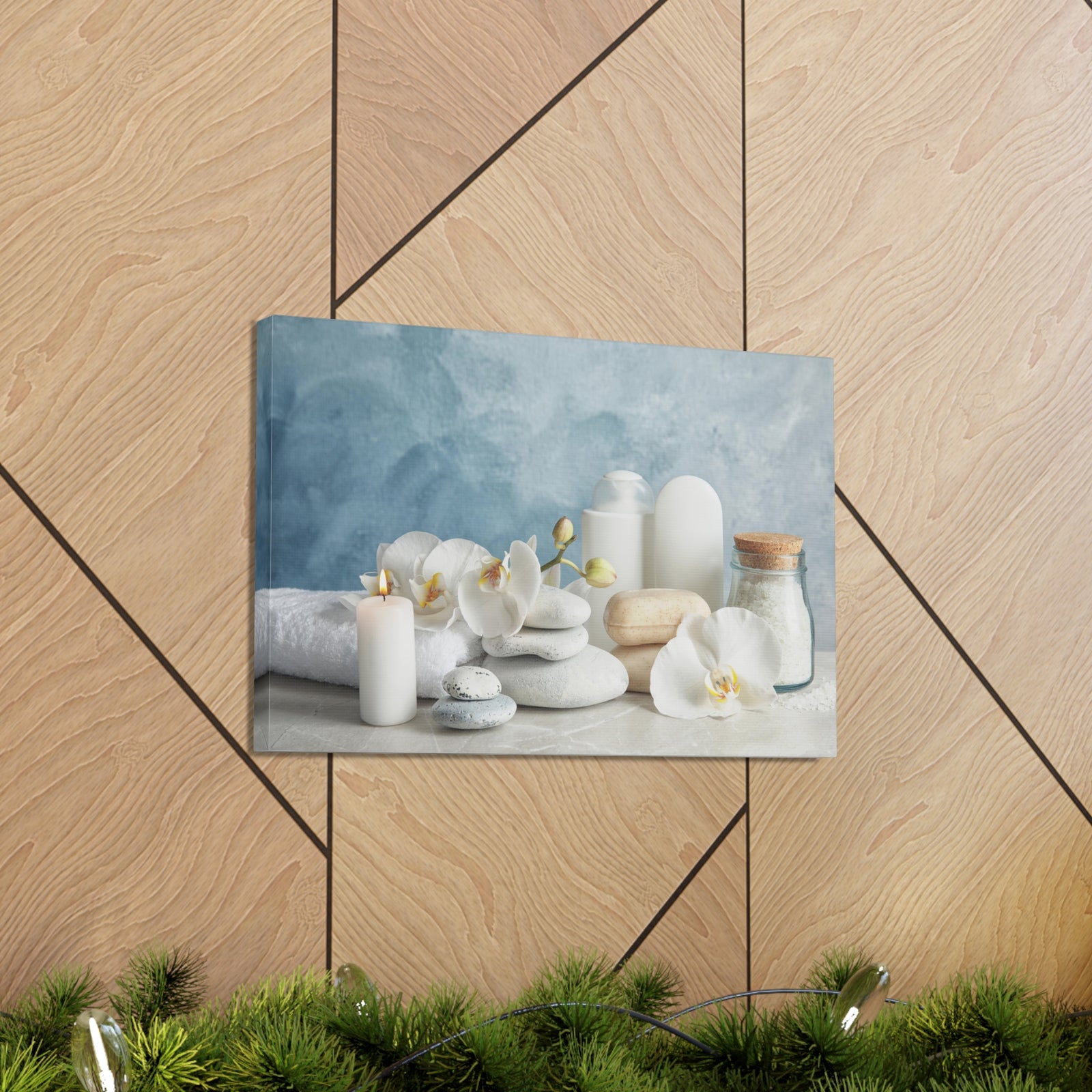 Stones on Light Table Forest Floral Nature Photography Canvas Wall Art for Home Decor Ready-to-Hang-Express Your Love Gifts