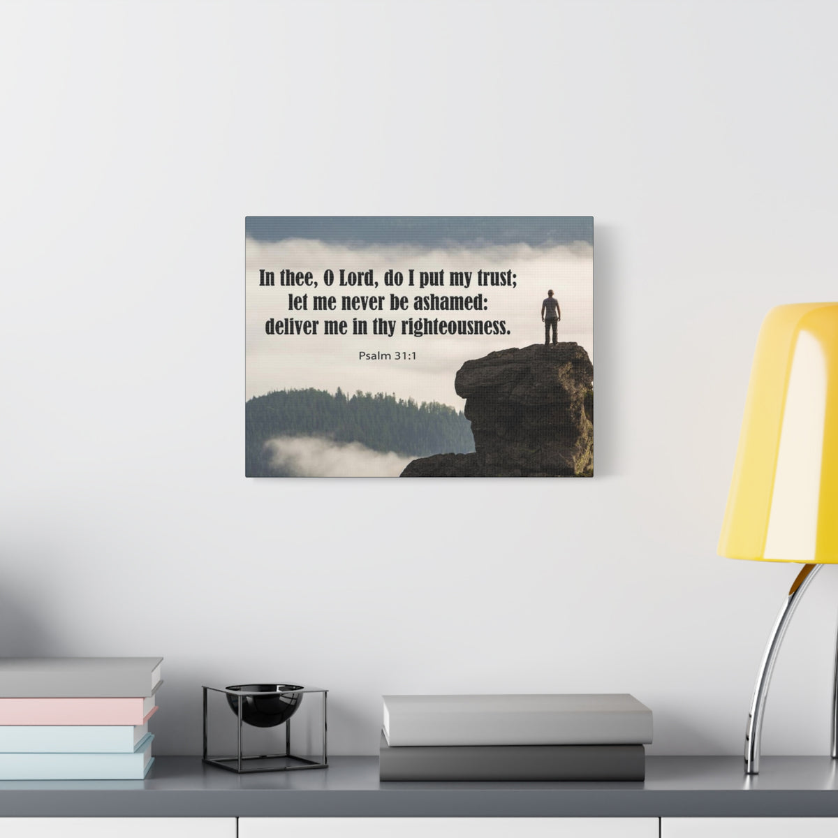 Scripture Canvas Never Be Ashamed Psalm 31:1 Christian Wall Art Bible Verse Print Ready to Hang-Express Your Love Gifts