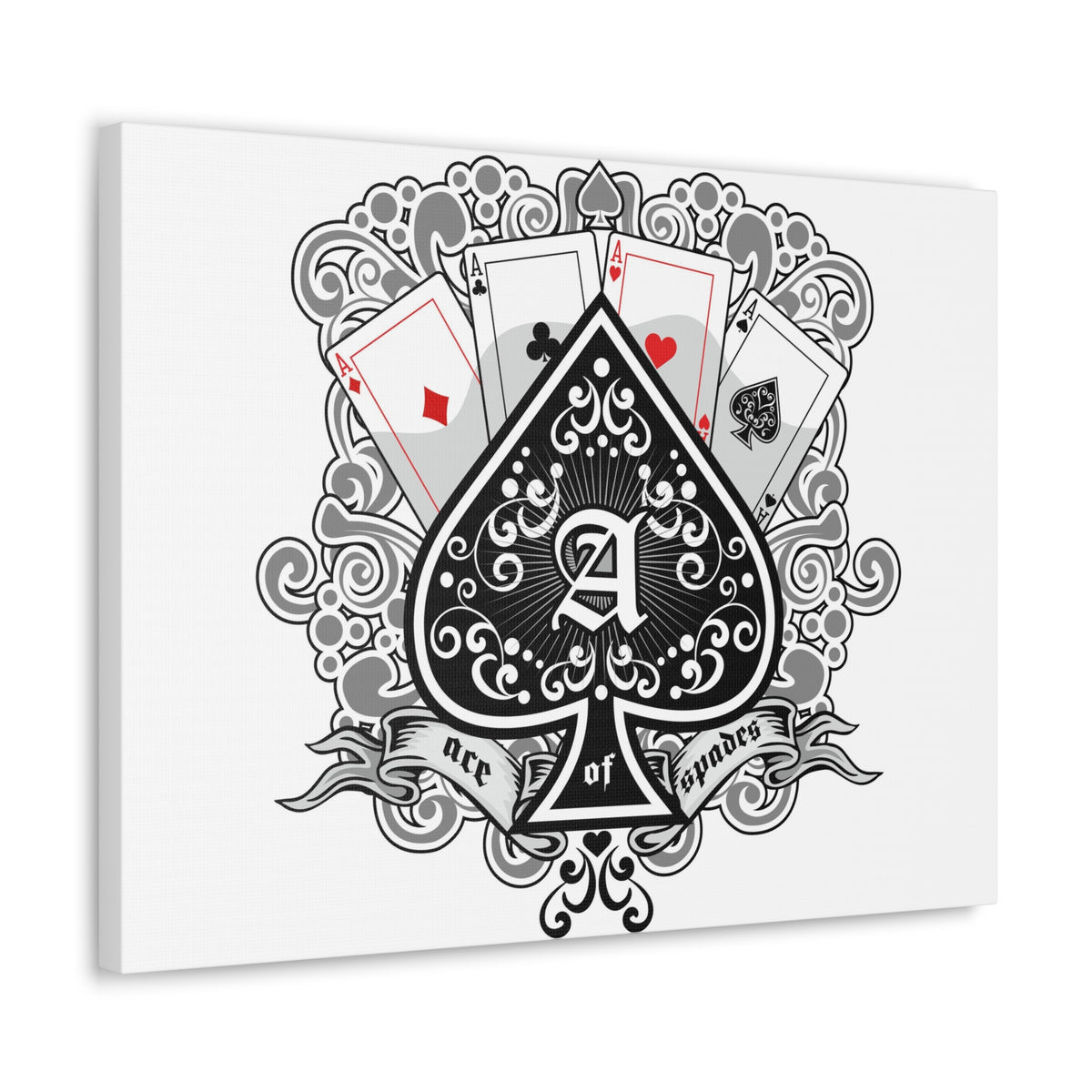 Gothic Coat Of Arms Ace Of Spades Playing Card Canvas Wall Art for Home Decor Ready-to-Hang-Express Your Love Gifts