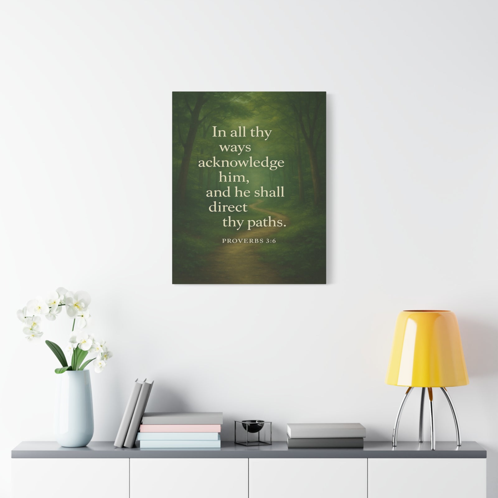 Bible Verse Canvas Proverbs 3:6 Christian Home Décor Wall Art Scripture Ready to Hang Faith Print-Express Your Love Gifts
