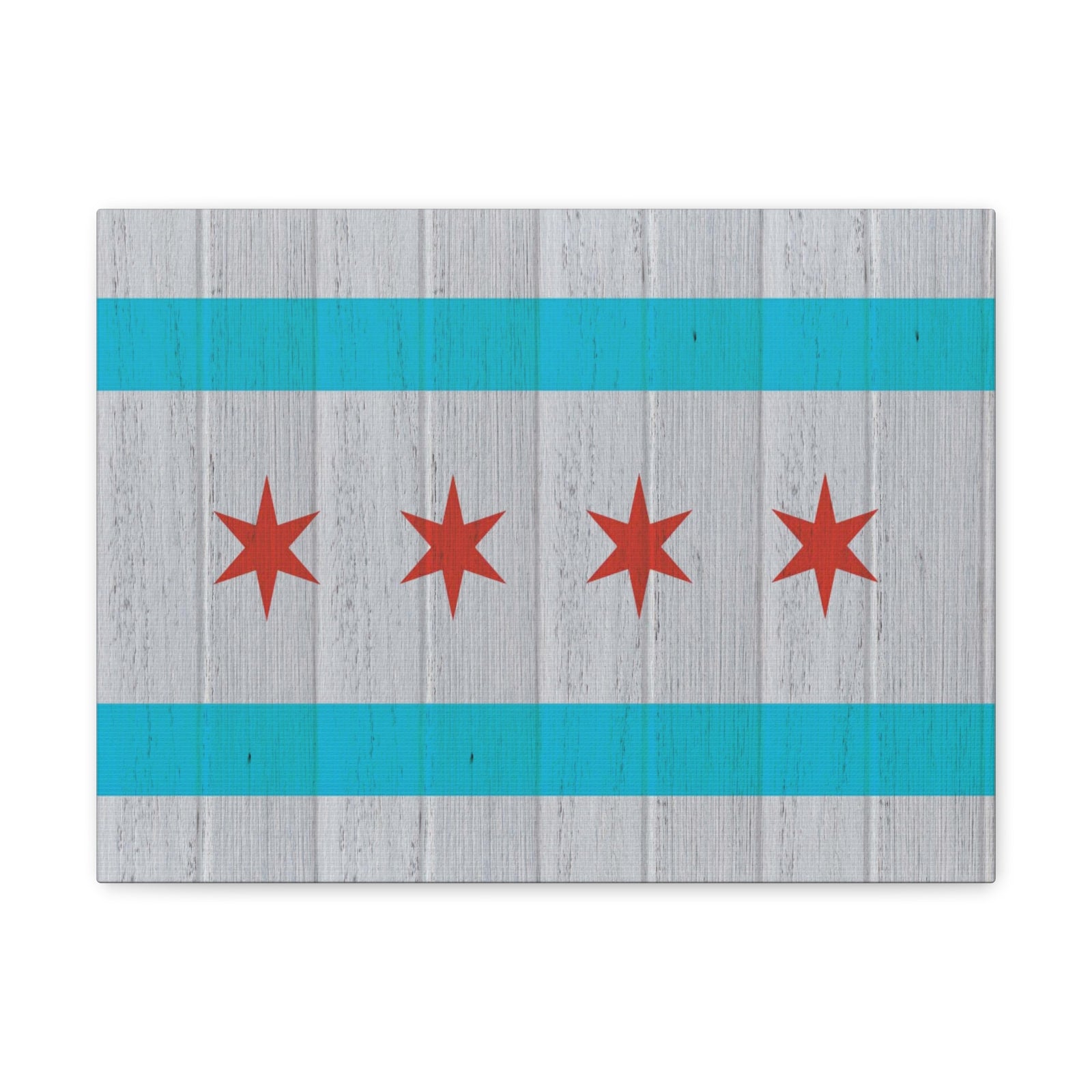 Chicago Flag Distressed Wood Look Canvas Wall Art for Home Decor Ready-to-Hang-Express Your Love Gifts