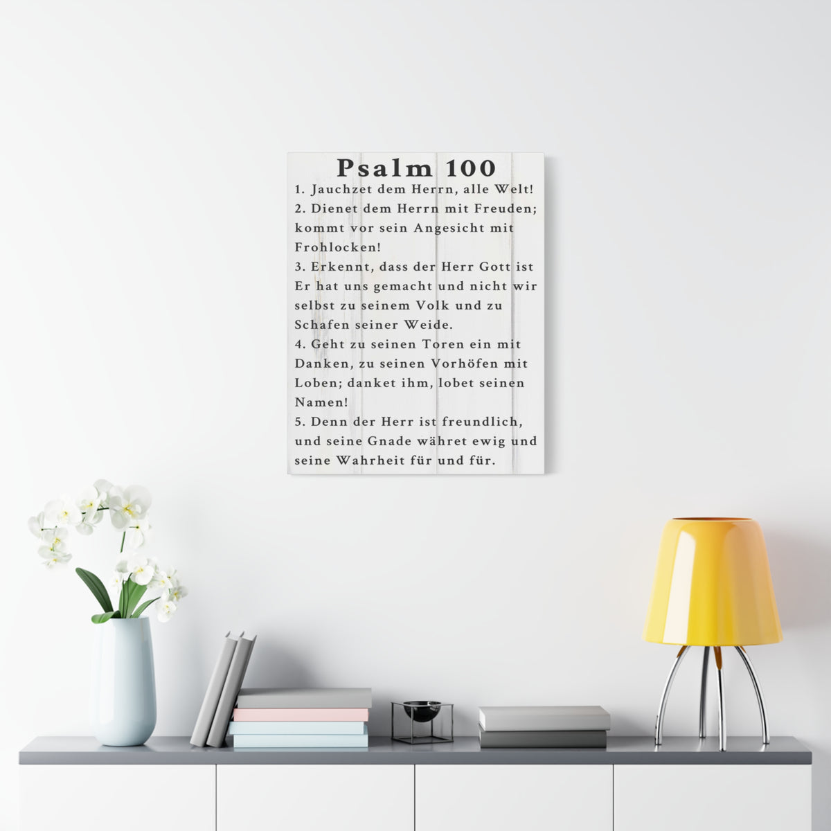 Scripture Walls Psalm 100 German White Bible Verse Canvas Christian Wall Art Ready to Hang Unframed-Express Your Love Gifts
