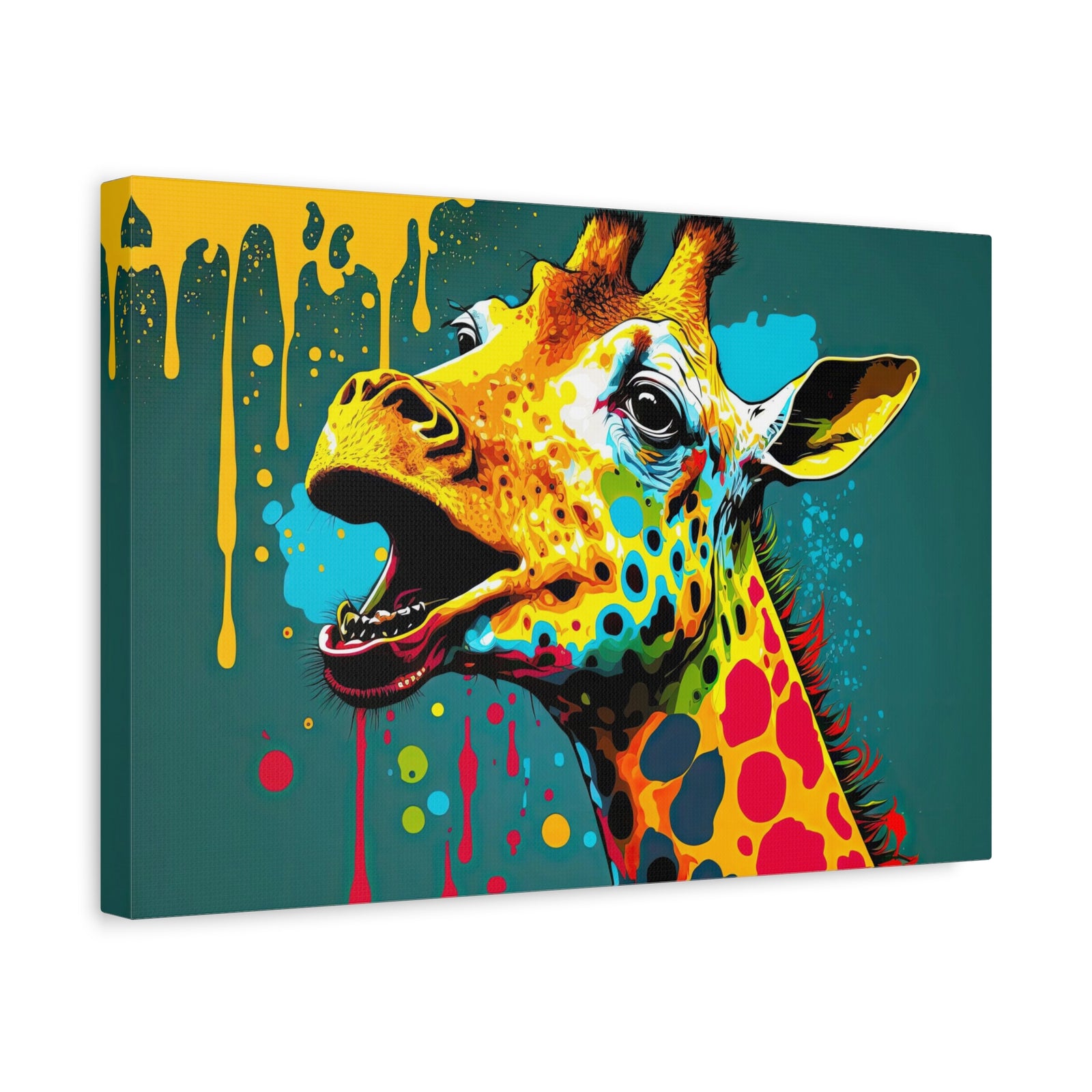 Giraffe Pop Art Flying Colors Expression Painting Animal Canvas Wall Art for Home Decor Ready-to-Hang-Express Your Love Gifts
