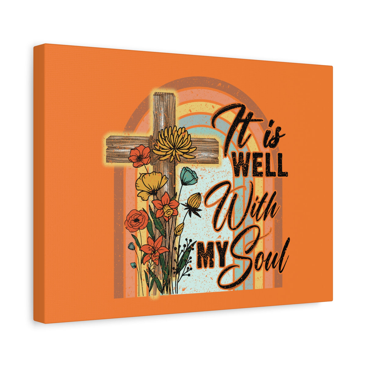 Scripture Canvas With My Soul Psalm 42:7 Bright Orange Christian Wall Art Bible Verse Print Ready to Hang-Express Your Love Gifts