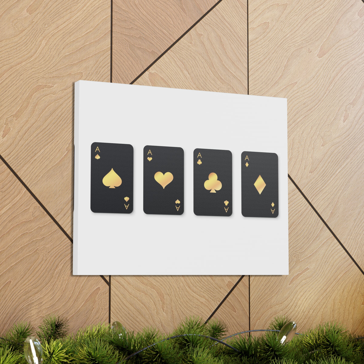 Four Black Aces Card Suits Playing Card Canvas Wall Art for Home Decor Ready-to-Hang-Express Your Love Gifts