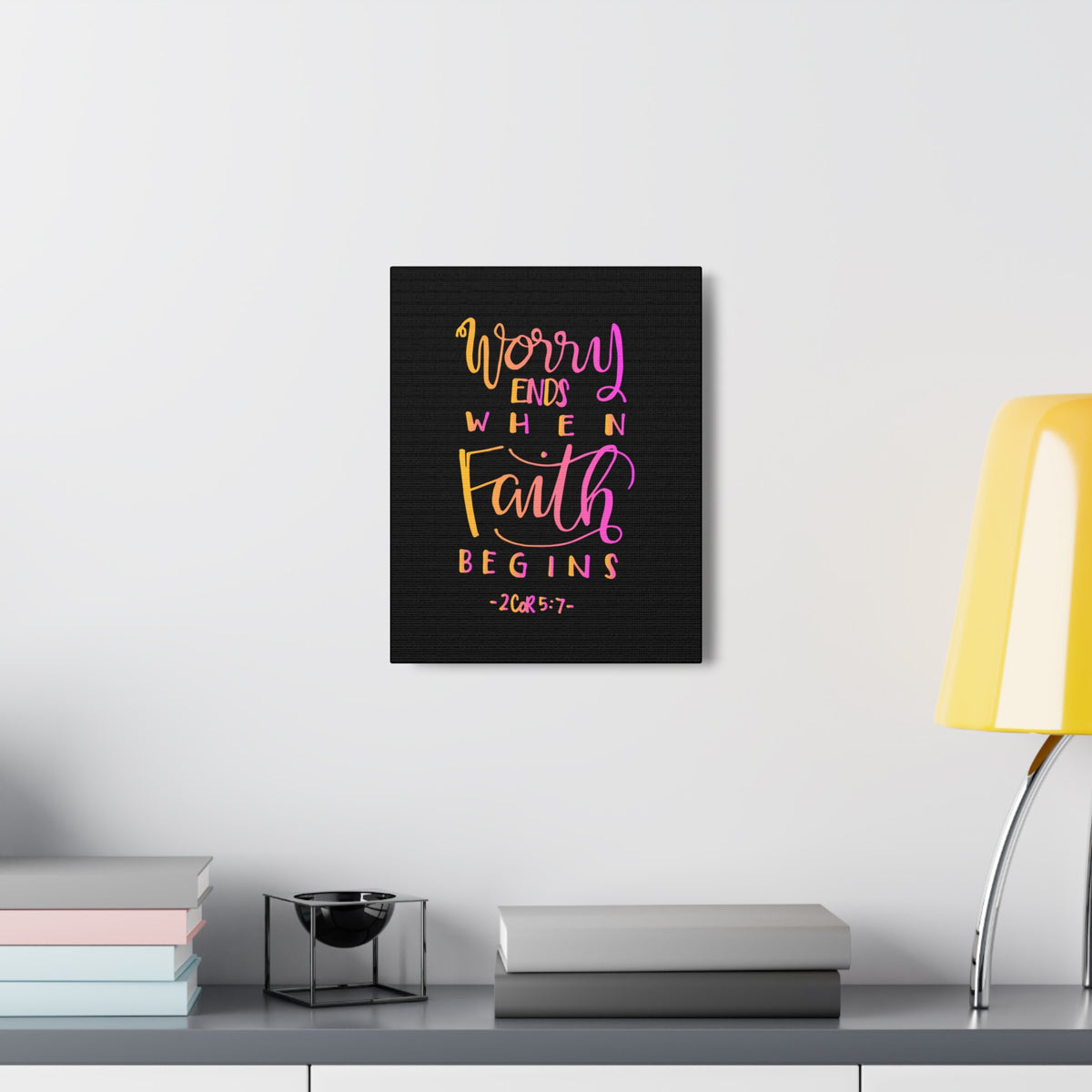 Scripture Walls Worry Ends 2 Corinthians 5:7 Bible Verse Canvas Christian Wall Art Ready to Hang-Express Your Love Gifts
