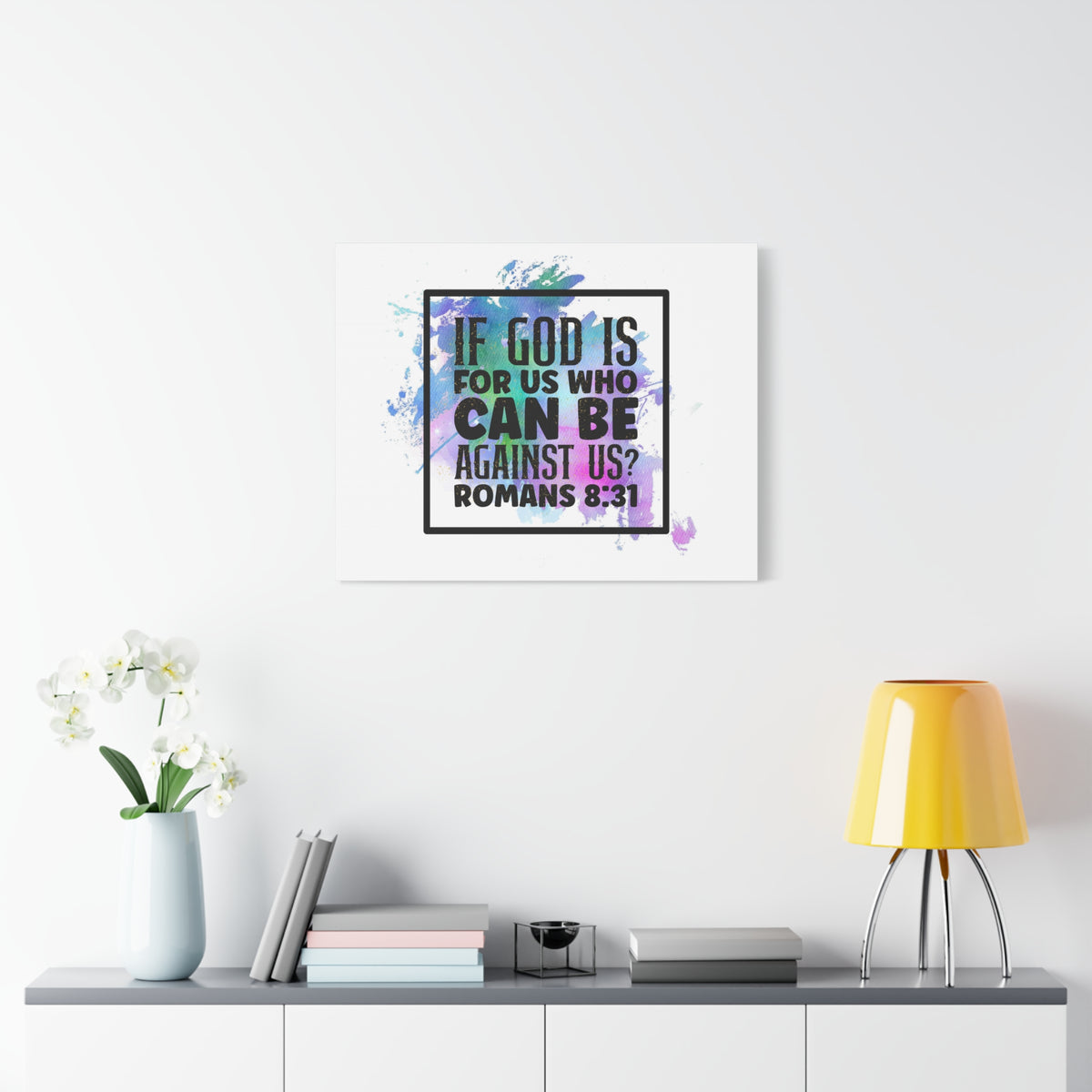 Scripture Walls Romans 8:31 Who Can Be Against Us Bible Verse Canvas Christian Wall Art Ready to Hang Unframed-Express Your Love Gifts