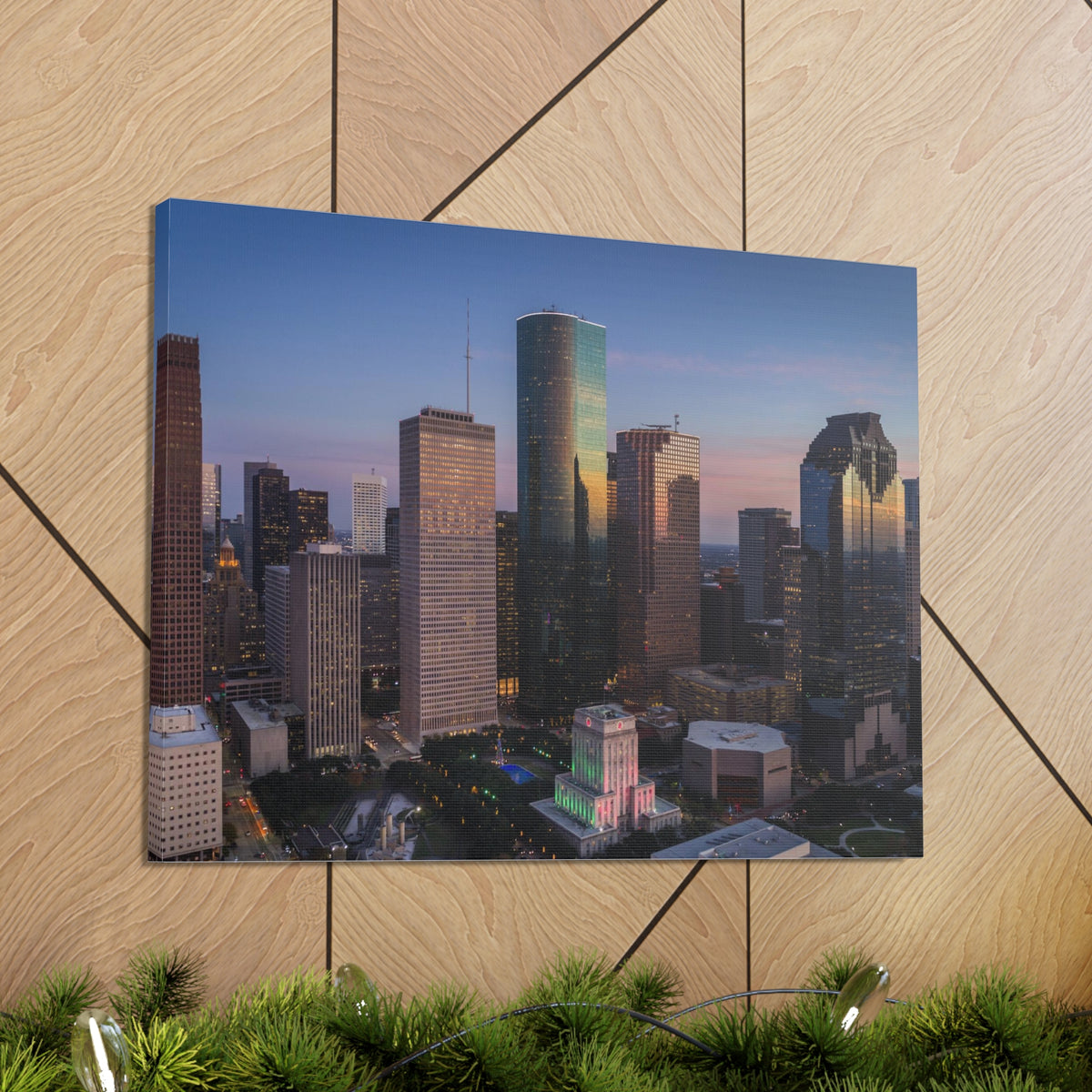 Houston Night Skyline Canvas Artwork High-Quality Breathtaking Stunning Cityscape for Home Decor Ready to Hang-Express Your Love Gifts