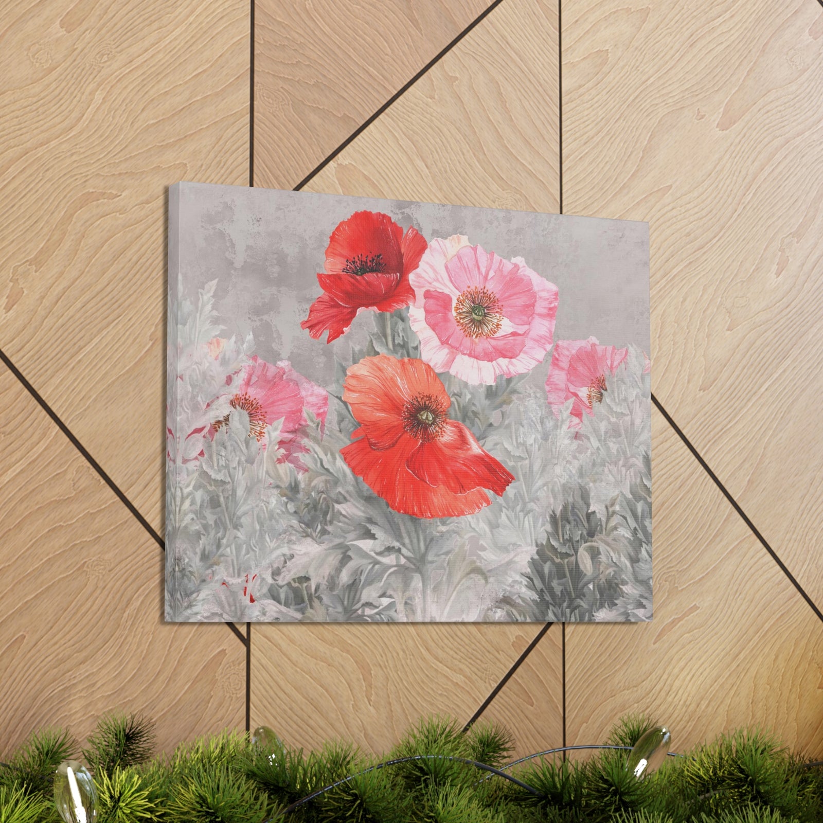 Poppies Flowers Illustration Flower Canvas Wall Art for Home Decor Ready-to-Hang-Express Your Love Gifts