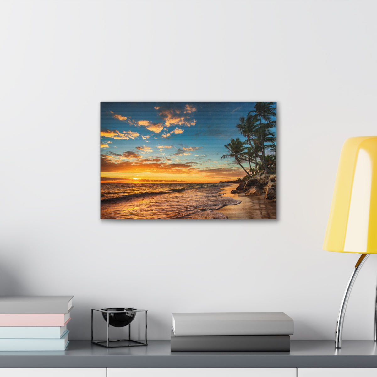 Tropical Island Beach Sunrise Ocean Canvas Wall Art for Home Decor Ready-to-Hang-Express Your Love Gifts