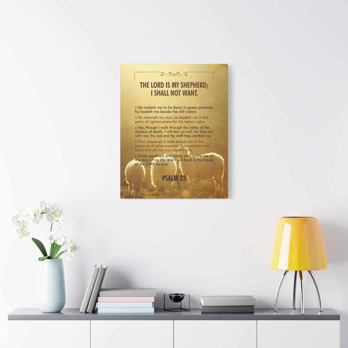 Bible Verse Canvas Lord is my Shepherd Psalm 23 Canvas Christian Home Décor Ready to Hang Scripture Wall Art-Express Your Love Gifts