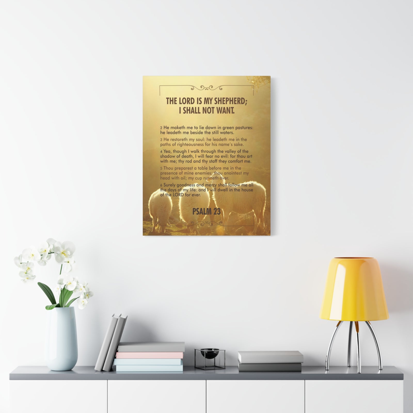 Bible Verse Canvas Lord is my Shepherd Psalm 23 Canvas Christian Home Décor Ready to Hang Scripture Wall Art-Express Your Love Gifts