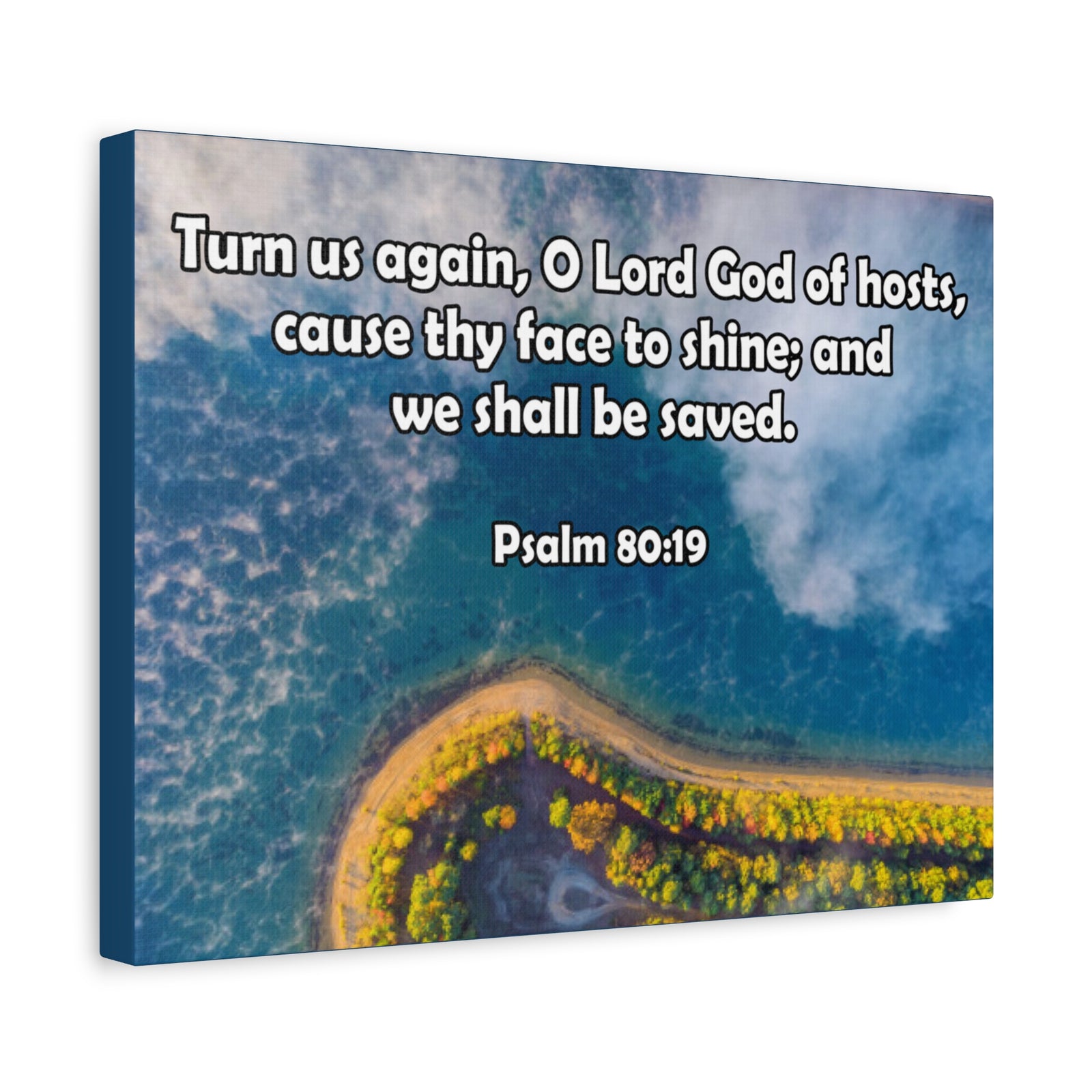 Bible Verse Canvas Turn Us Again Psalm 80:19 Christian Home Décor Wall Art Scripture Ready to Hang Faith Print-Express Your Love Gifts
