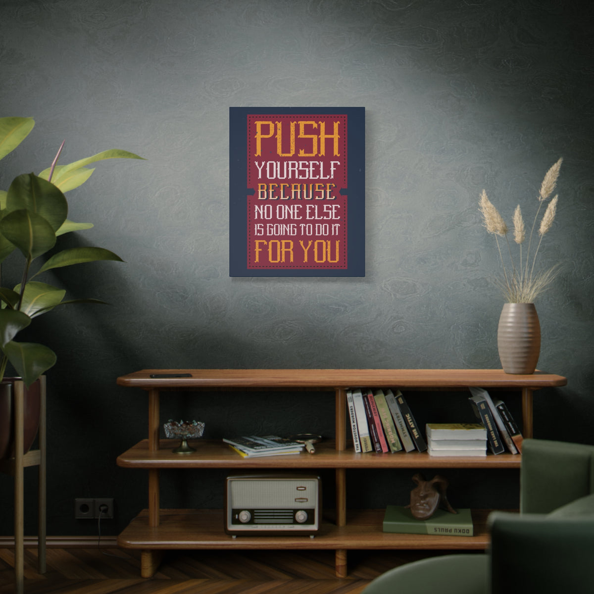 Inspirational Quote Canvas Push Yourself Wall Art Motivational Motto Inspiring Prints Artwork Decor Ready to Hang-Express Your Love Gifts