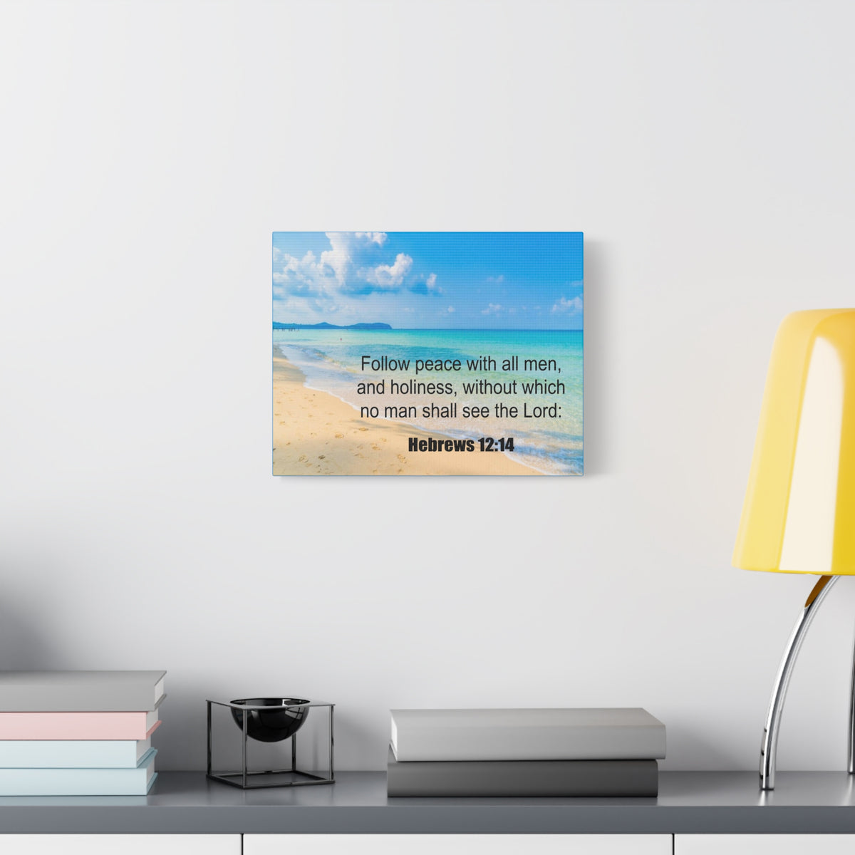 Scripture Canvas Follow Peace Hebrews 12:14 Christian Wall Art Print Ready to Hang-Express Your Love Gifts
