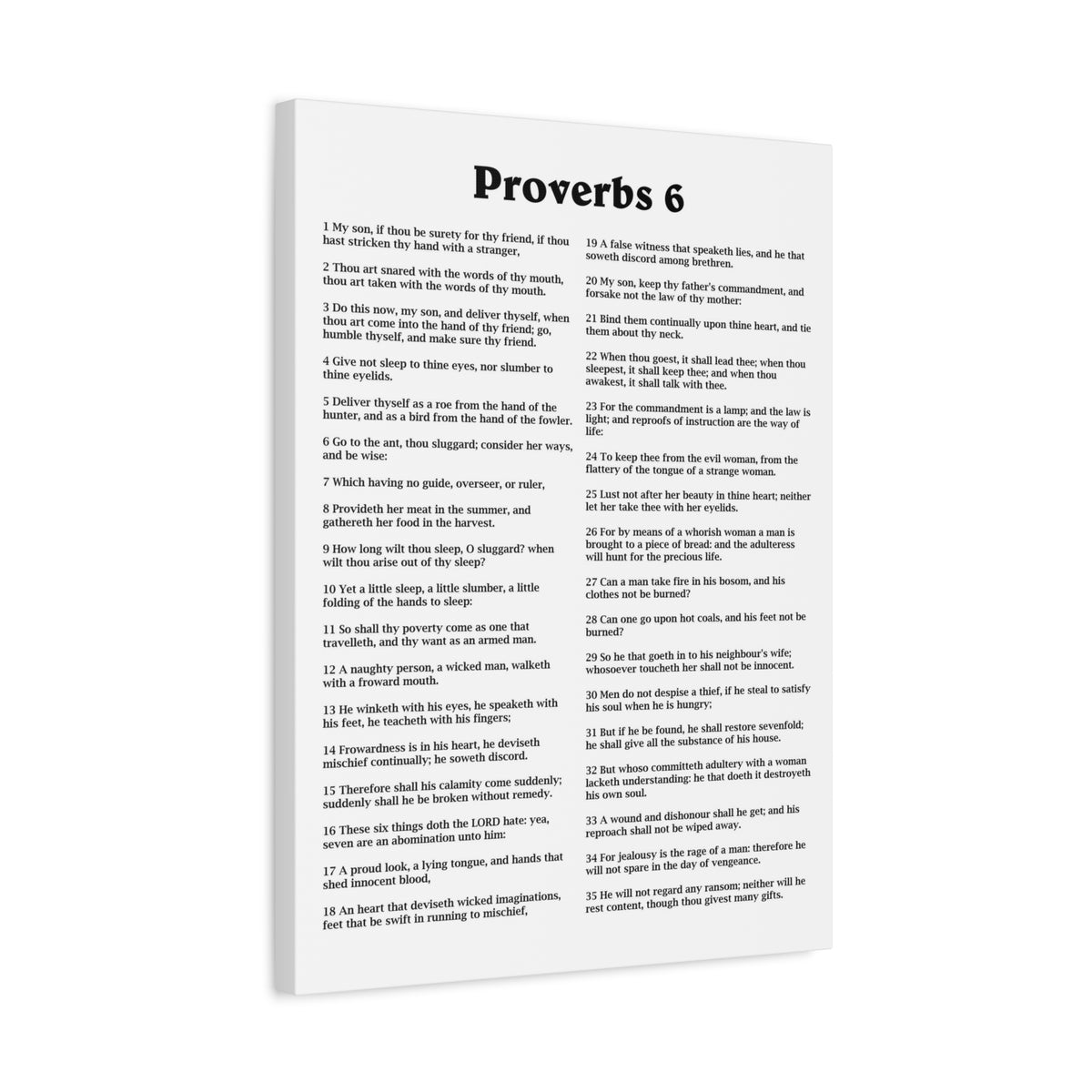 Scripture Walls Proverbs Chapter 6 White Bible Canvas Christian Wall Art Ready to Hang Unframed-Express Your Love Gifts