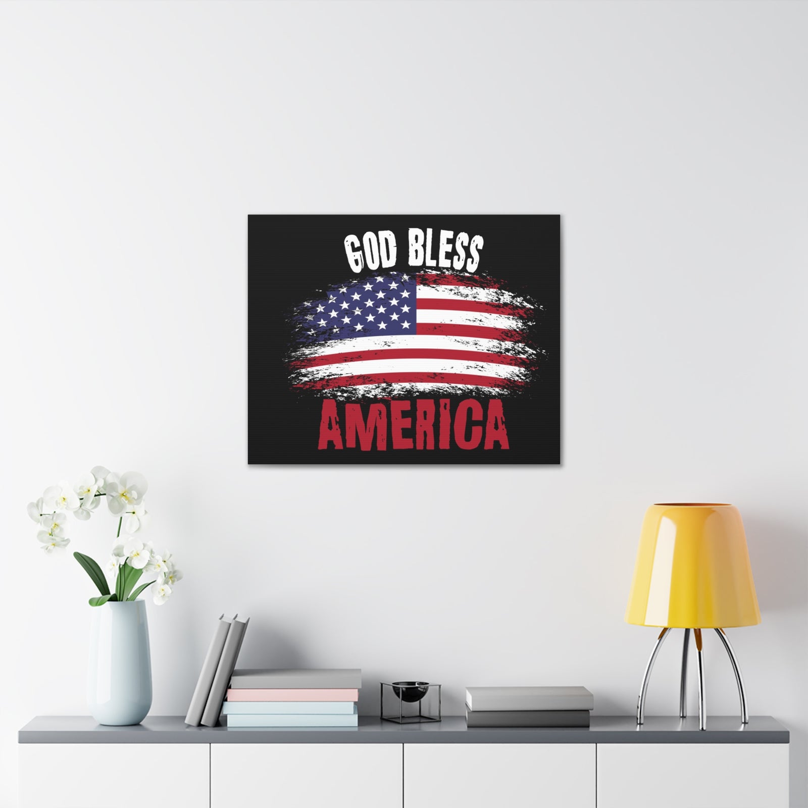God Bless America On Black Background Canvas Wall Art for Home Decor Ready-to-Hang-Express Your Love Gifts