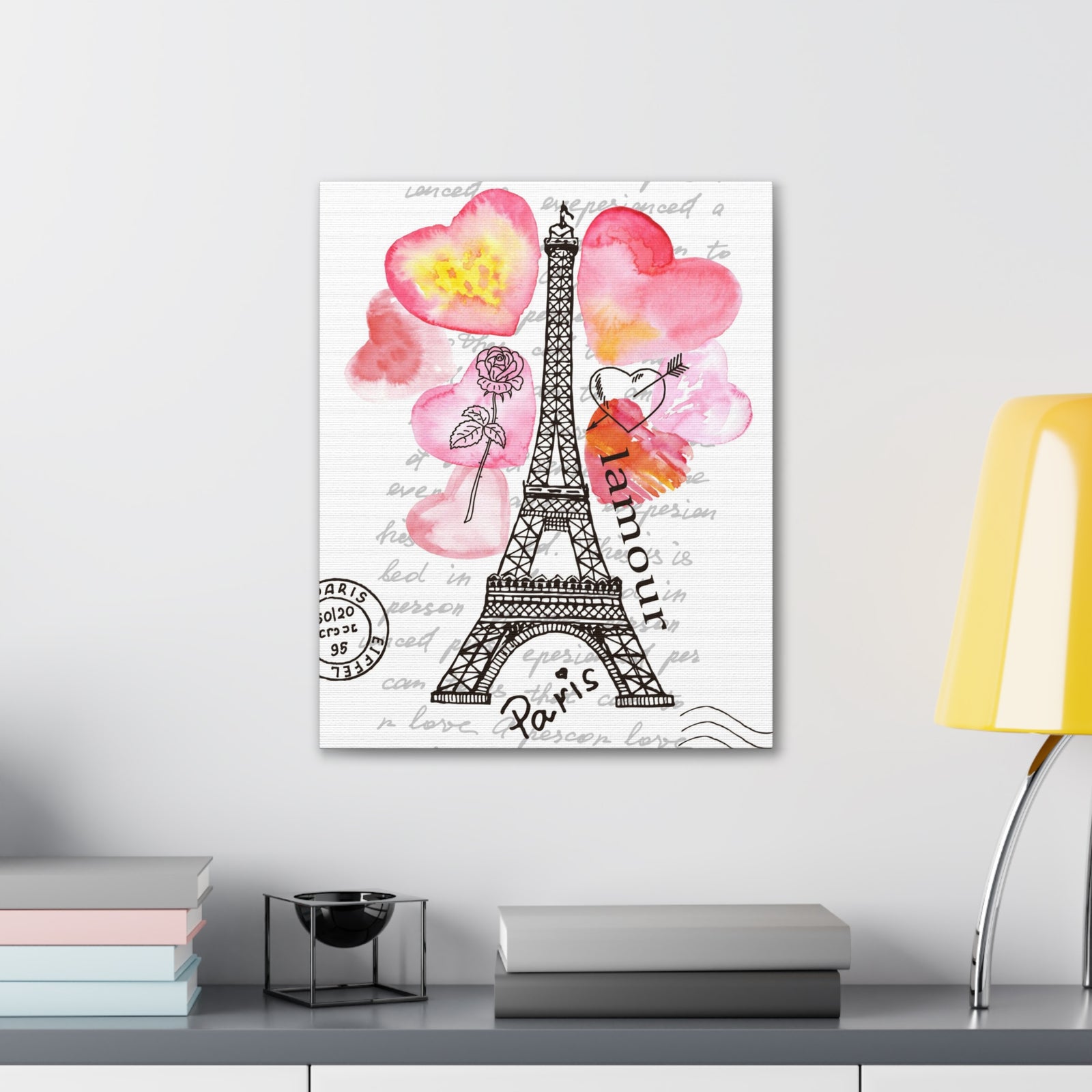 Pink Heart Eiffel Tower Paris France Canvas Artwork High-Quality Breathtaking French City for Home Decor Ready to Hang-Express Your Love Gifts
