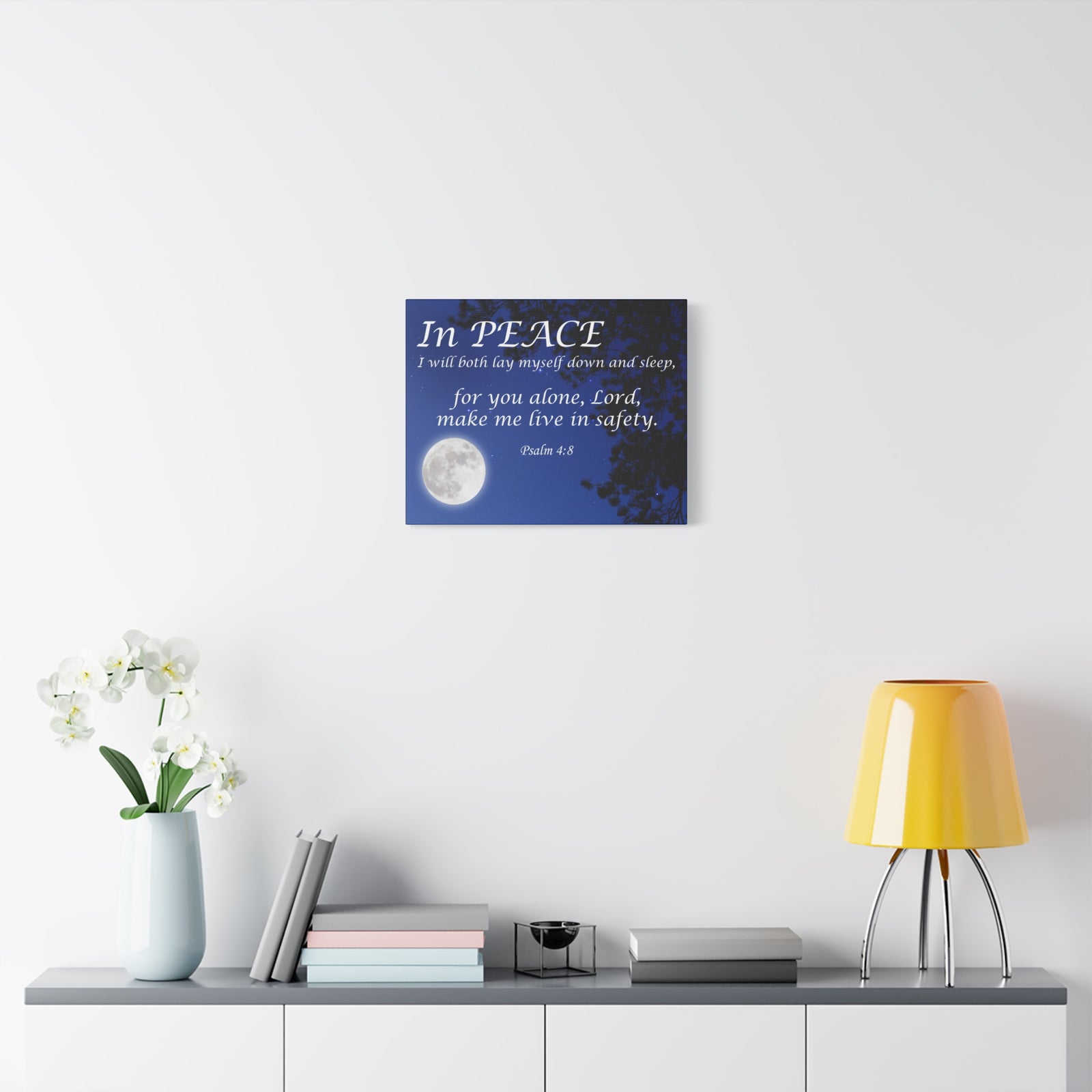 Bible Verse Canvas In Peace Psalm 4:8 Christian Home Decor Scripture Art-Express Your Love Gifts