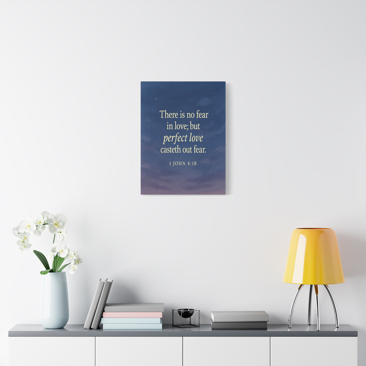 Bible Verse Canvas 1 John 4:18 Christian Home Décor Wall Art Scripture Ready to Hang Faith Print-Express Your Love Gifts