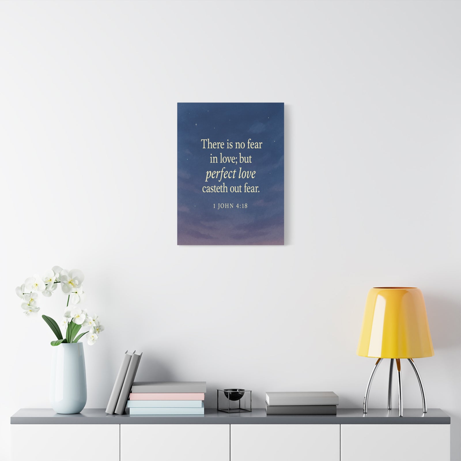 Bible Verse Canvas 1 John 4:18 Christian Home Décor Wall Art Scripture Ready to Hang Faith Print-Express Your Love Gifts