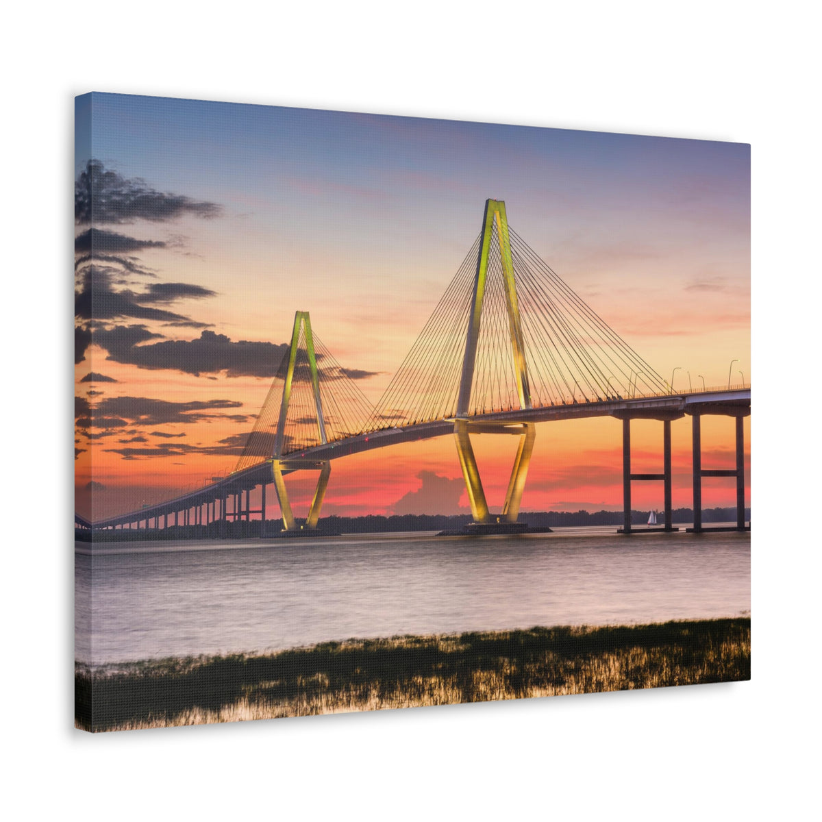 Jr Cooper River Bridge Charleston South Carolina Nature Wilderness Photography Canvas Wall Art for Home Decor Ready-to-Hang-Express Your Love Gifts