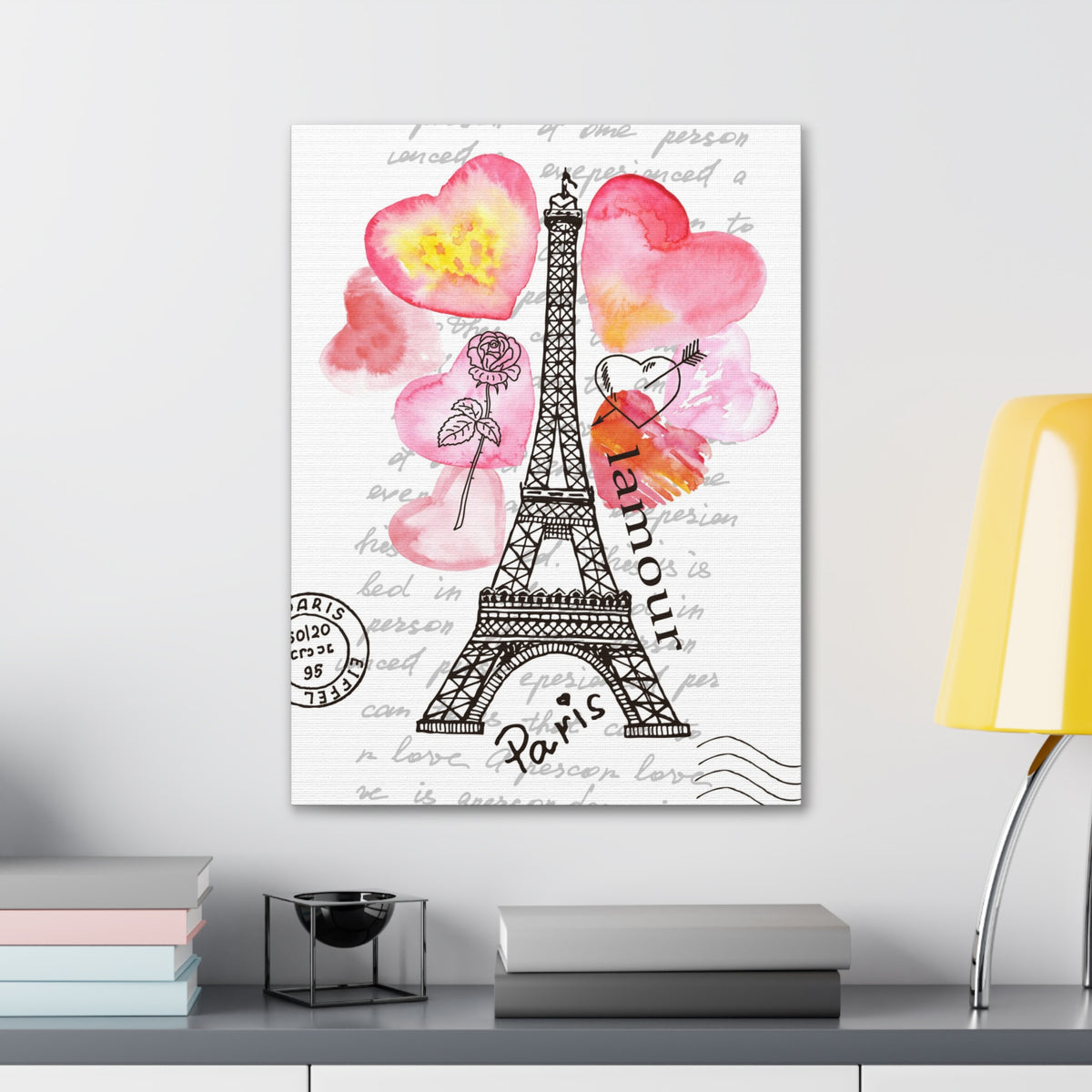 Pink Heart Eiffel Tower Paris France Canvas Artwork High-Quality Breathtaking French City for Home Decor Ready to Hang-Express Your Love Gifts