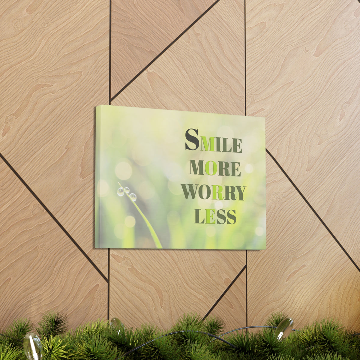 Inspirational Quote Canvas Smile More Worry Less Wall Art Motivational Motto Inspiring Prints Artwork Decor Ready to Hang-Express Your Love Gifts
