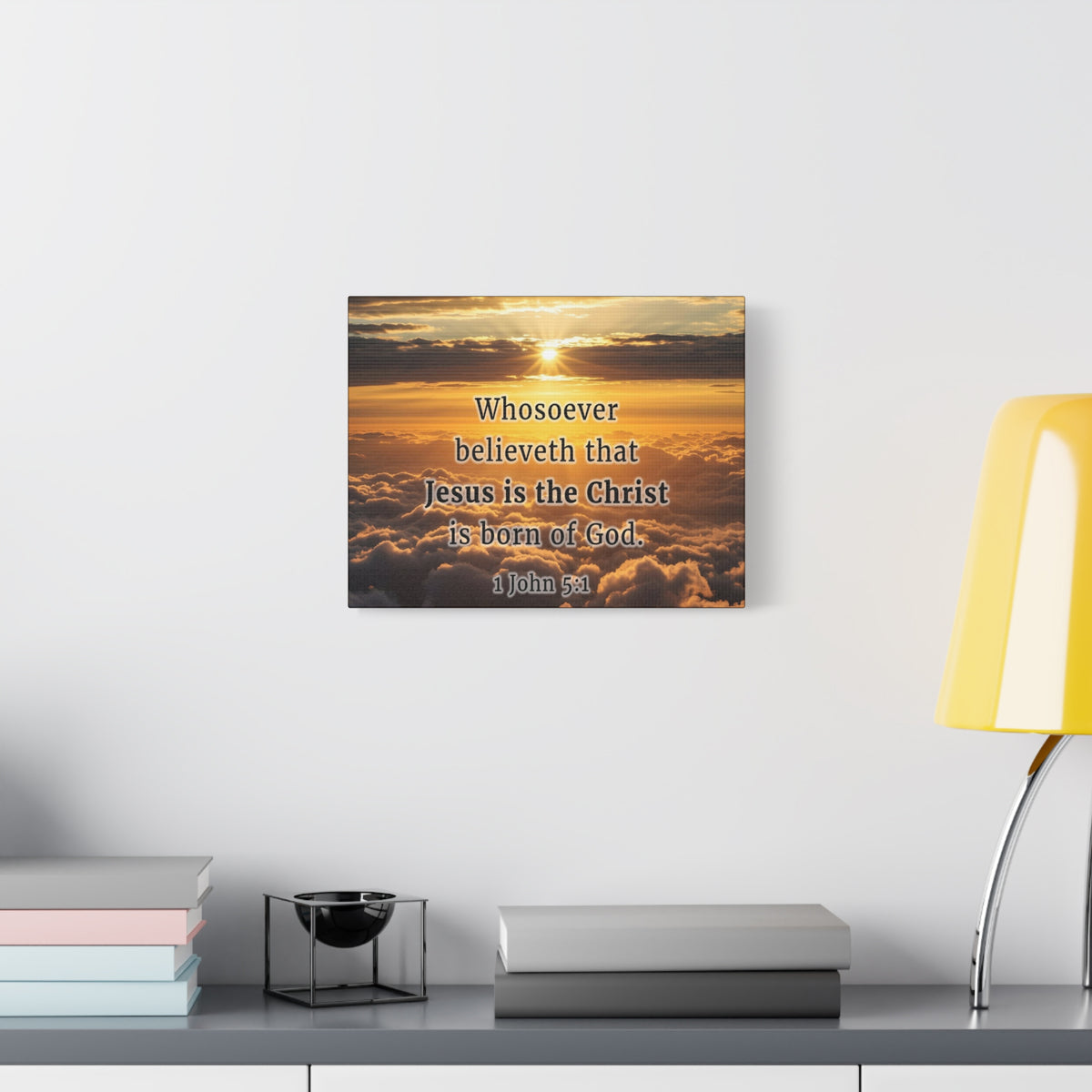 Scripture Walls 1 John 5:1 Born of God Sun Bible Verse Canvas Christian Wall Art Ready to Hang Unframed-Express Your Love Gifts