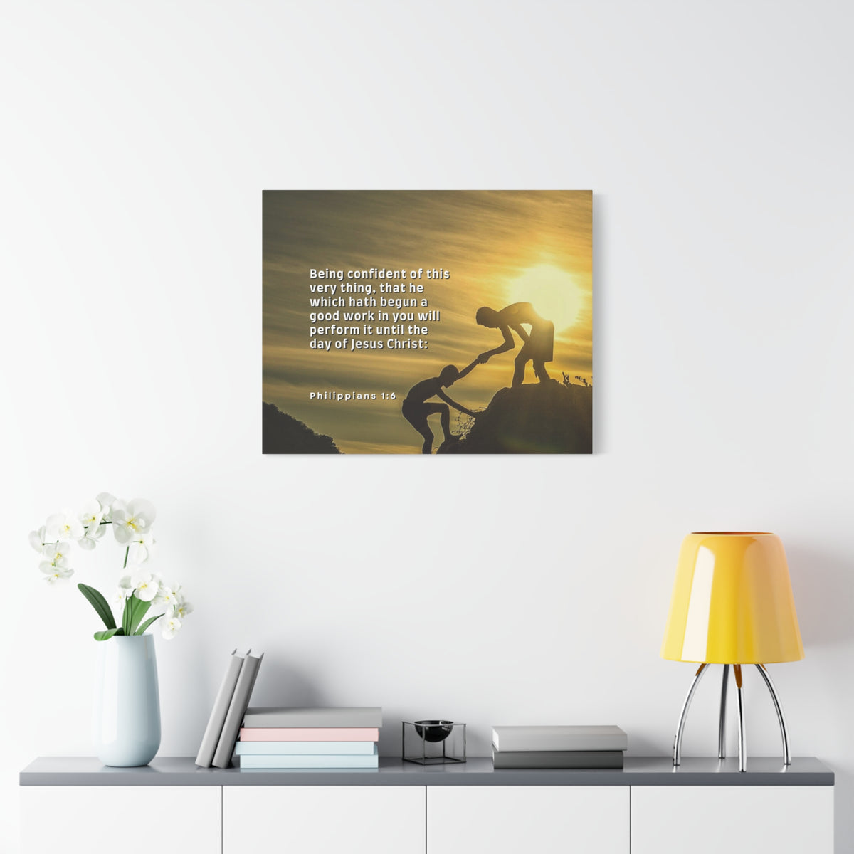 Scripture Canvas Being Confident Philippians 1:6 Christian Wall Art Bible Verse Print Ready to Hang-Express Your Love Gifts