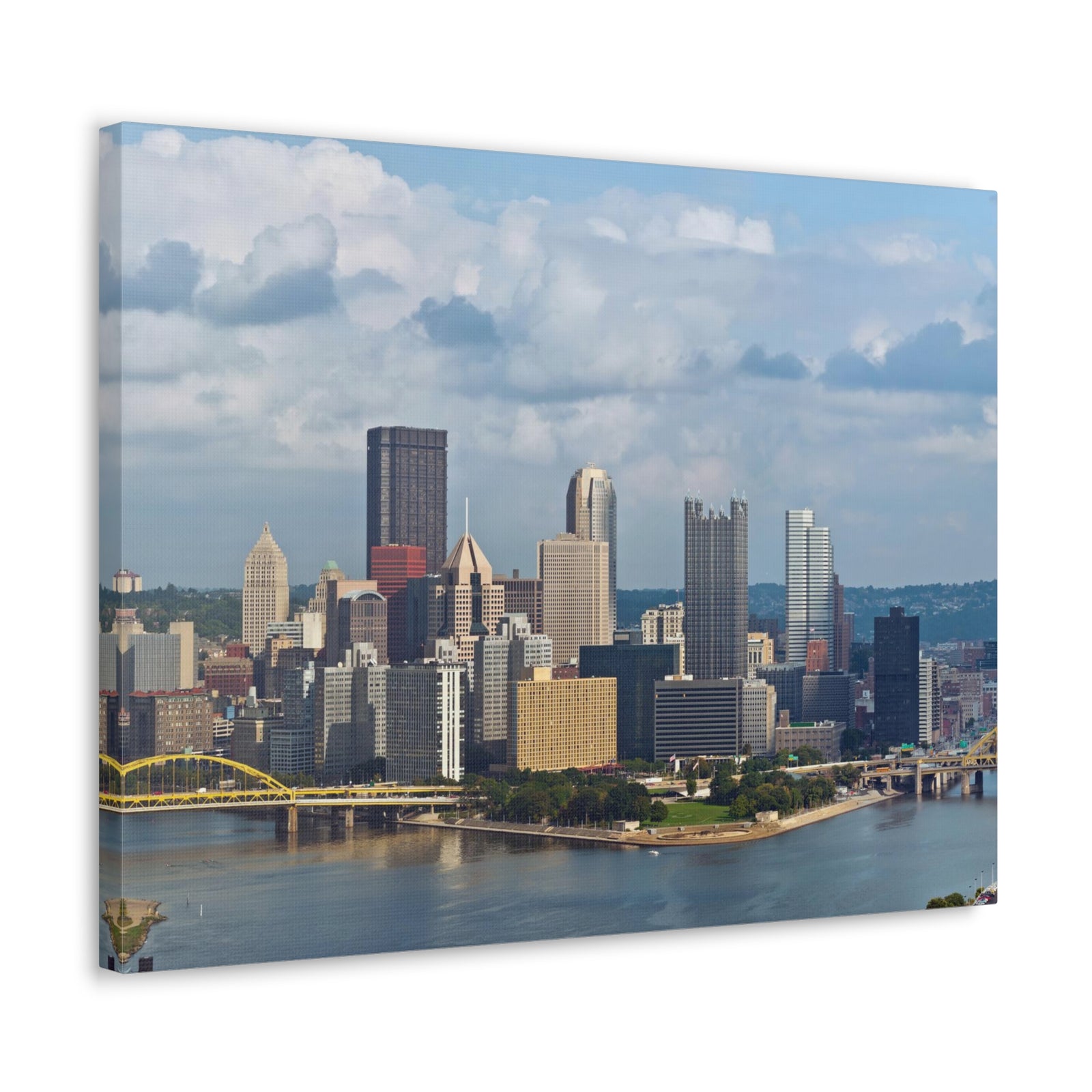 Pittsburgh Daytime Skyline Canvas Artwork High-Quality Breathtaking Stunning Cityscape for Home Decor Ready to Hang-Express Your Love Gifts