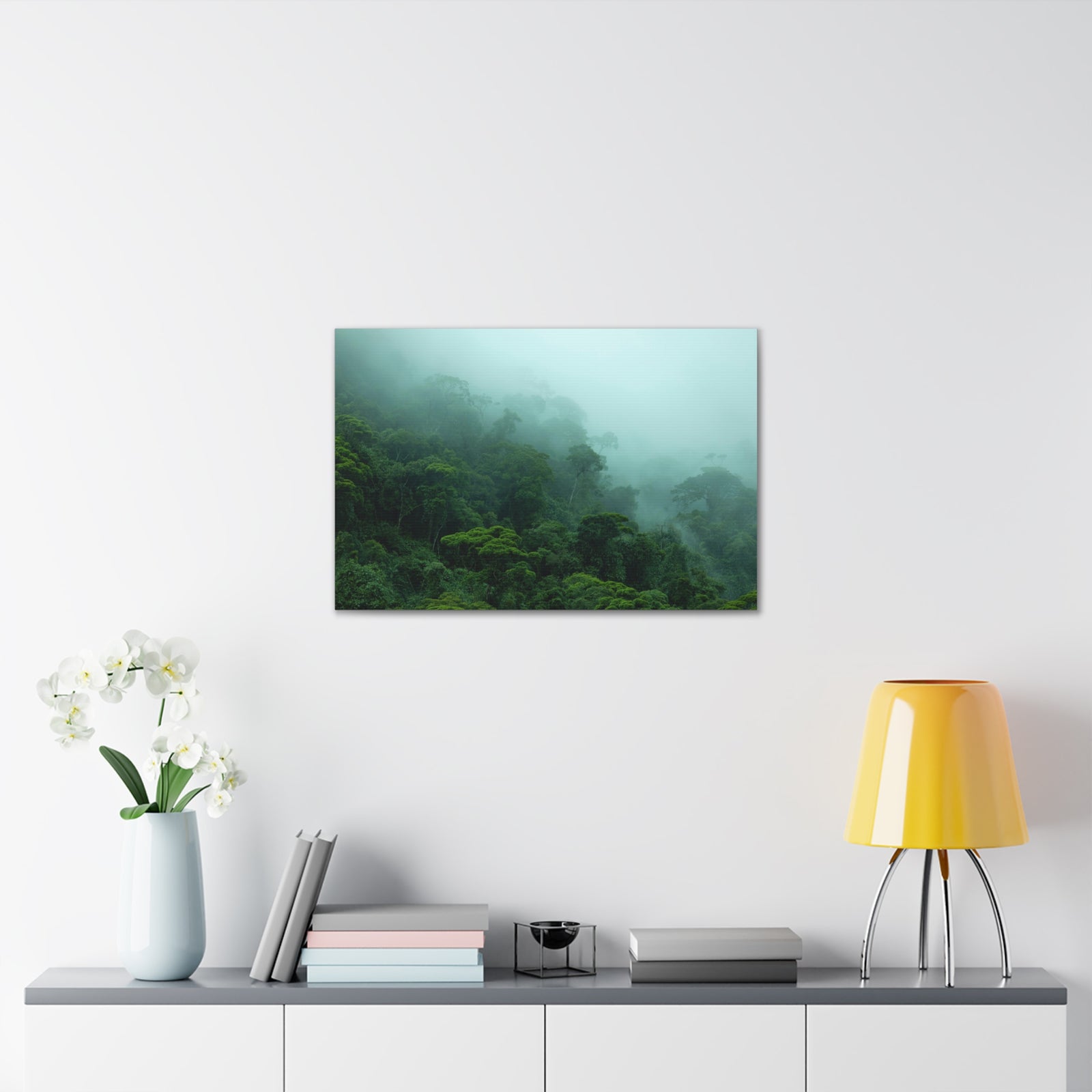 Dark Misty Forest Nature Wilderness Photography Canvas Wall Art for Home Decor Ready-to-Hang-Express Your Love Gifts