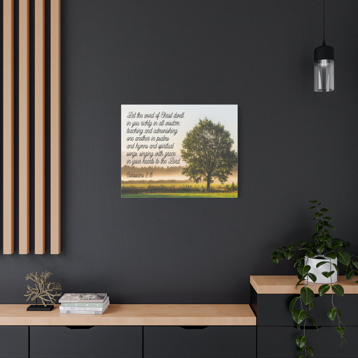 Scripture Canvas Psalms, Hymns and Spiritual Songs Colossians 3:16 Christian Wall Art Bible Verse Print Ready to Hang-Express Your Love Gifts