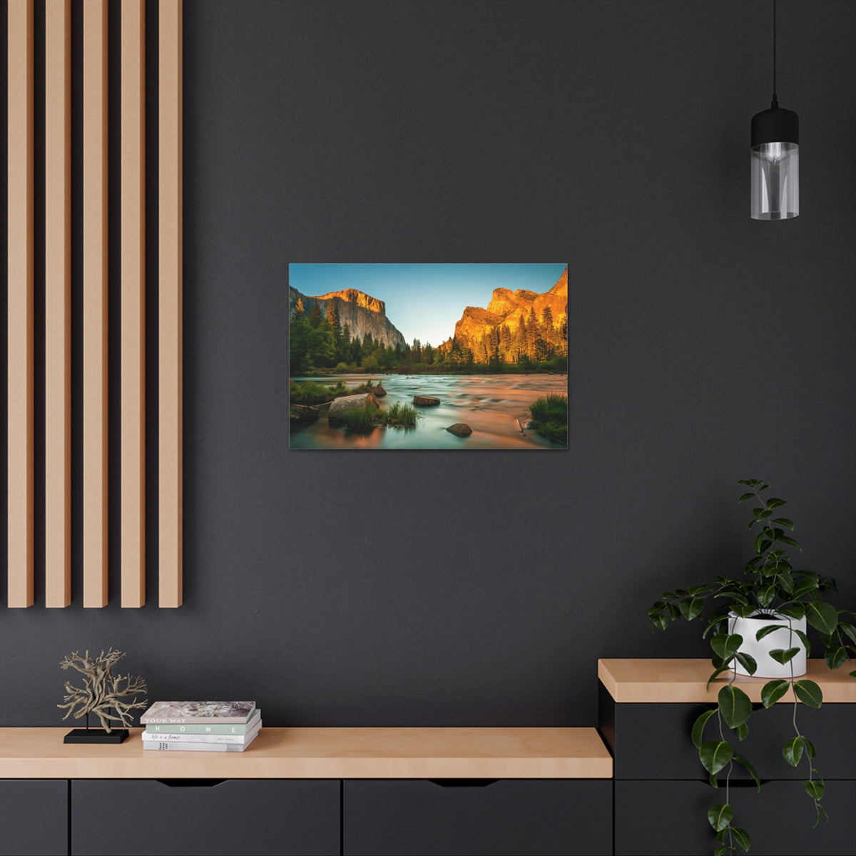 Mountain Valley Golden Hour Nature Wilderness Photography Canvas Wall Art for Home Decor Ready-to-Hang-Express Your Love Gifts