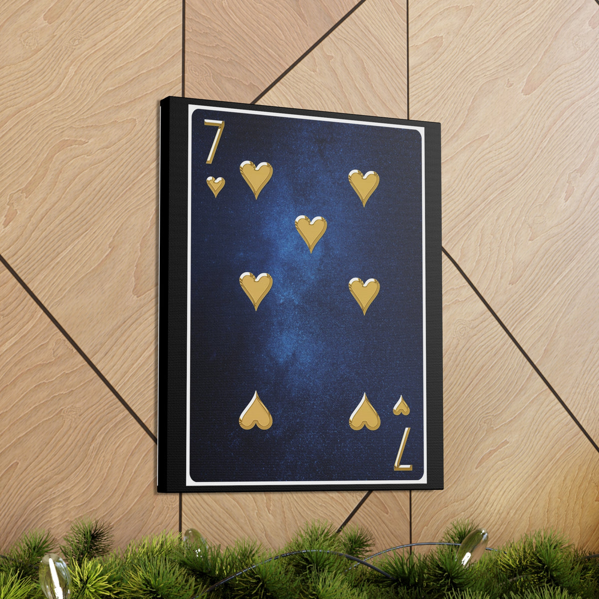 Seven Of Hearts Space Background Playing Card Canvas Wall Art for Home Decor Ready-to-Hang-Express Your Love Gifts