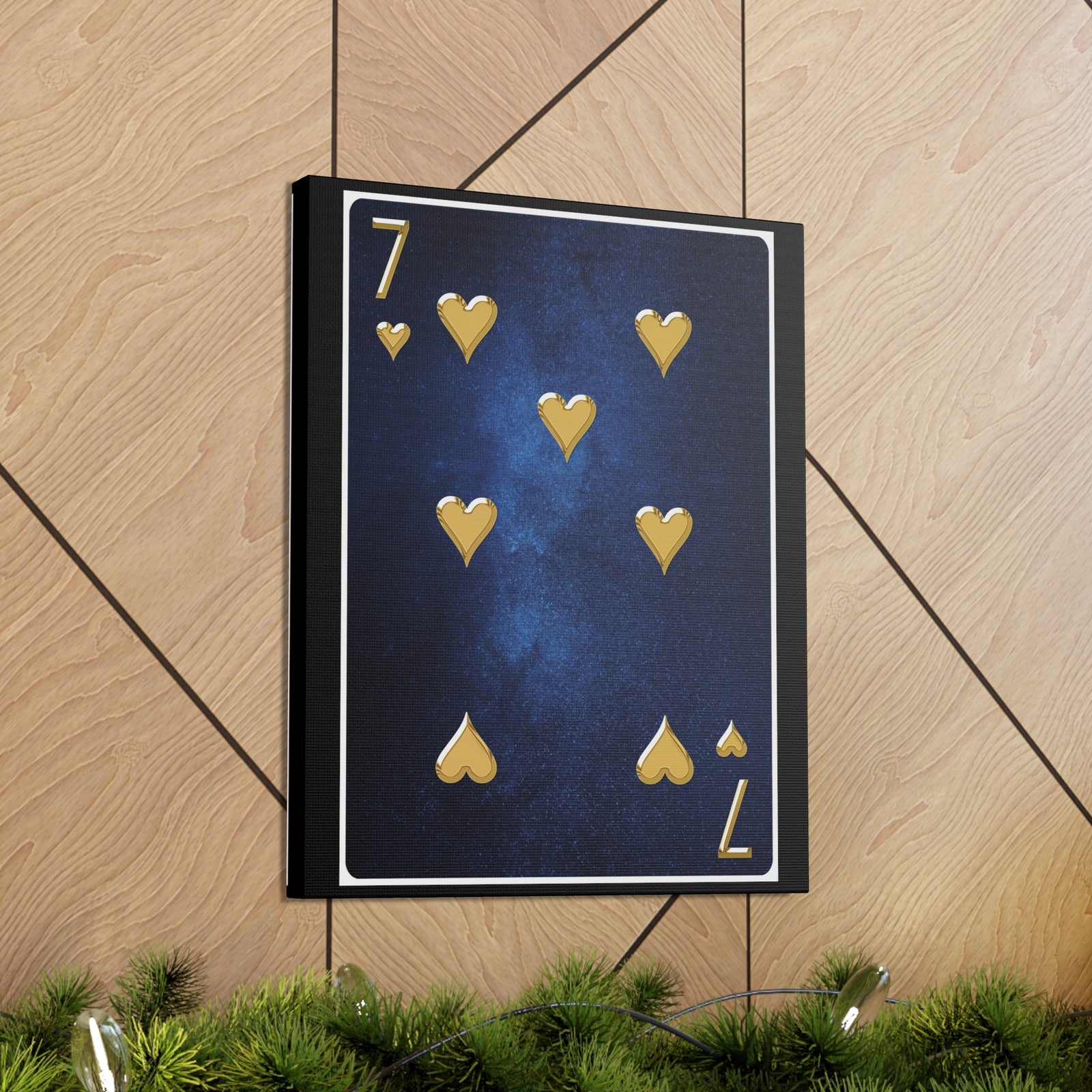 Seven Of Hearts Space Background Playing Card Canvas Wall Art for Home Decor Ready-to-Hang-Express Your Love Gifts