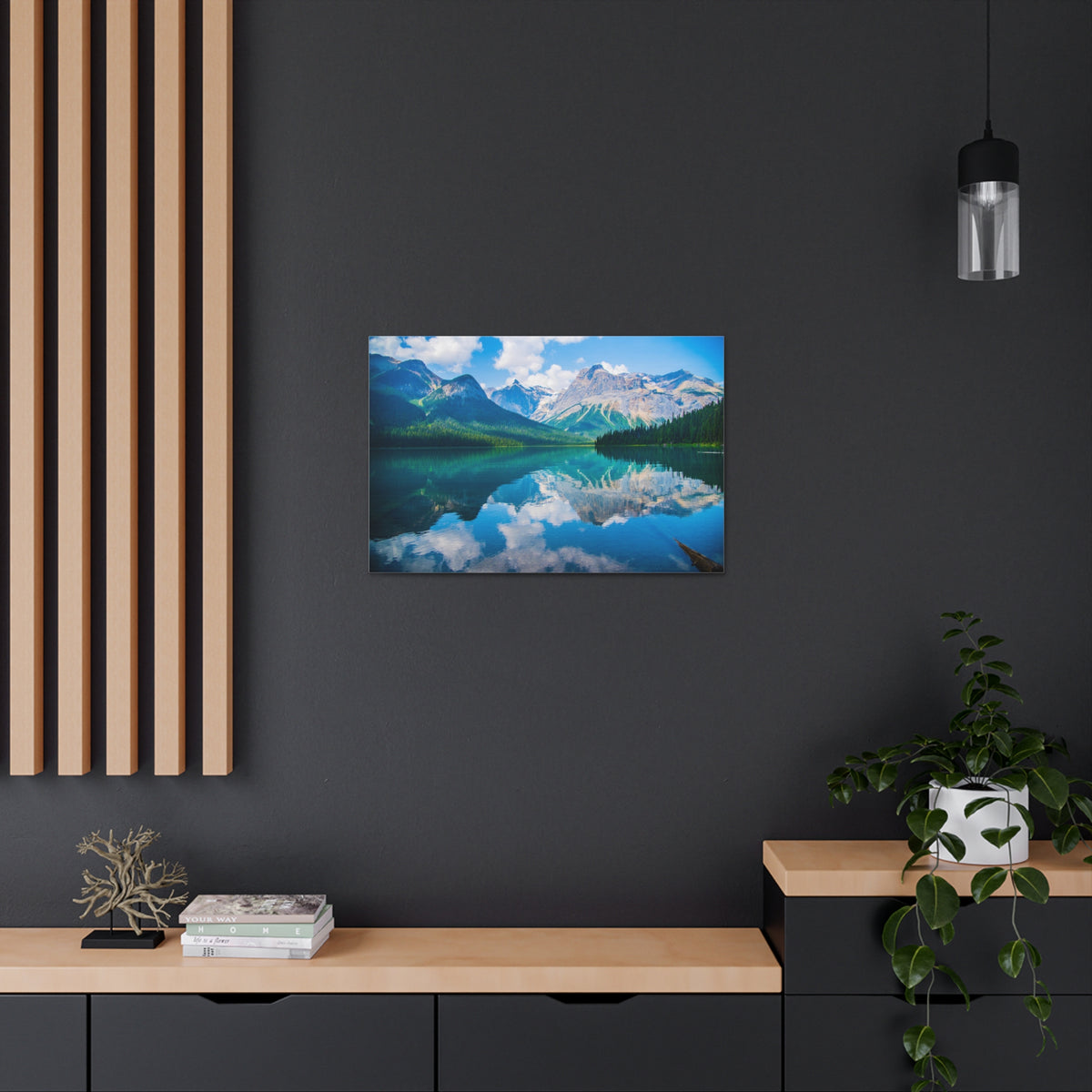 Mountain Lake Winter Nature Wilderness Photography Canvas Wall Art for Home Decor Ready-to-Hang-Express Your Love Gifts