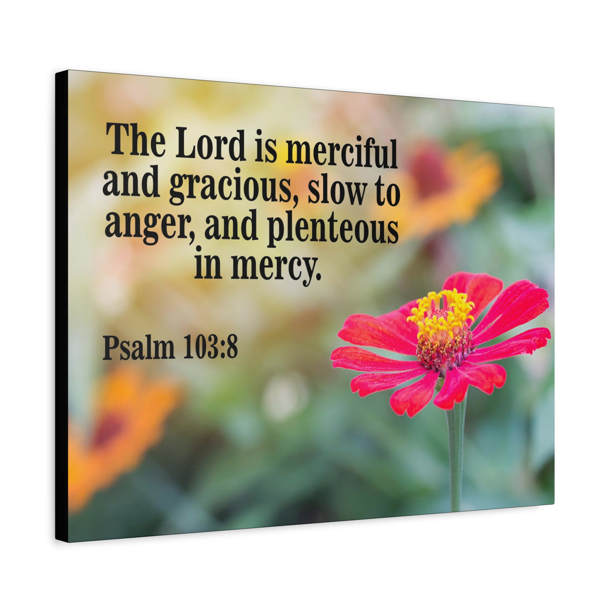 Scripture Canvas The Lord is Merciful and Gracious Psalm 103:8 Christian Wall Art Bible Verse Print Ready to Hang-Express Your Love Gifts
