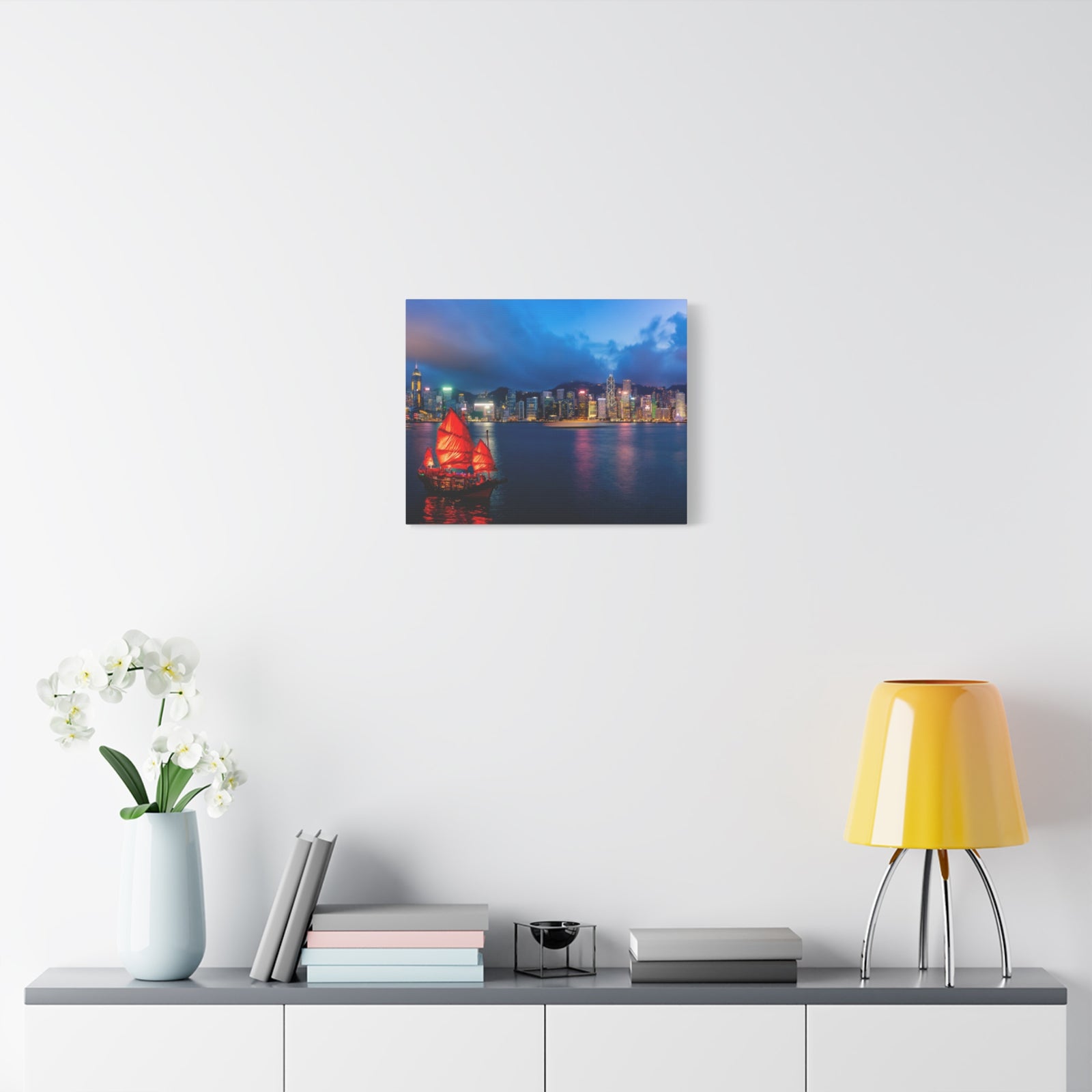 Hong Kong Night Skyline Canvas Artwork High-Quality Breathtaking Stunning Cityscape for Home Decor Ready to Hang-Express Your Love Gifts