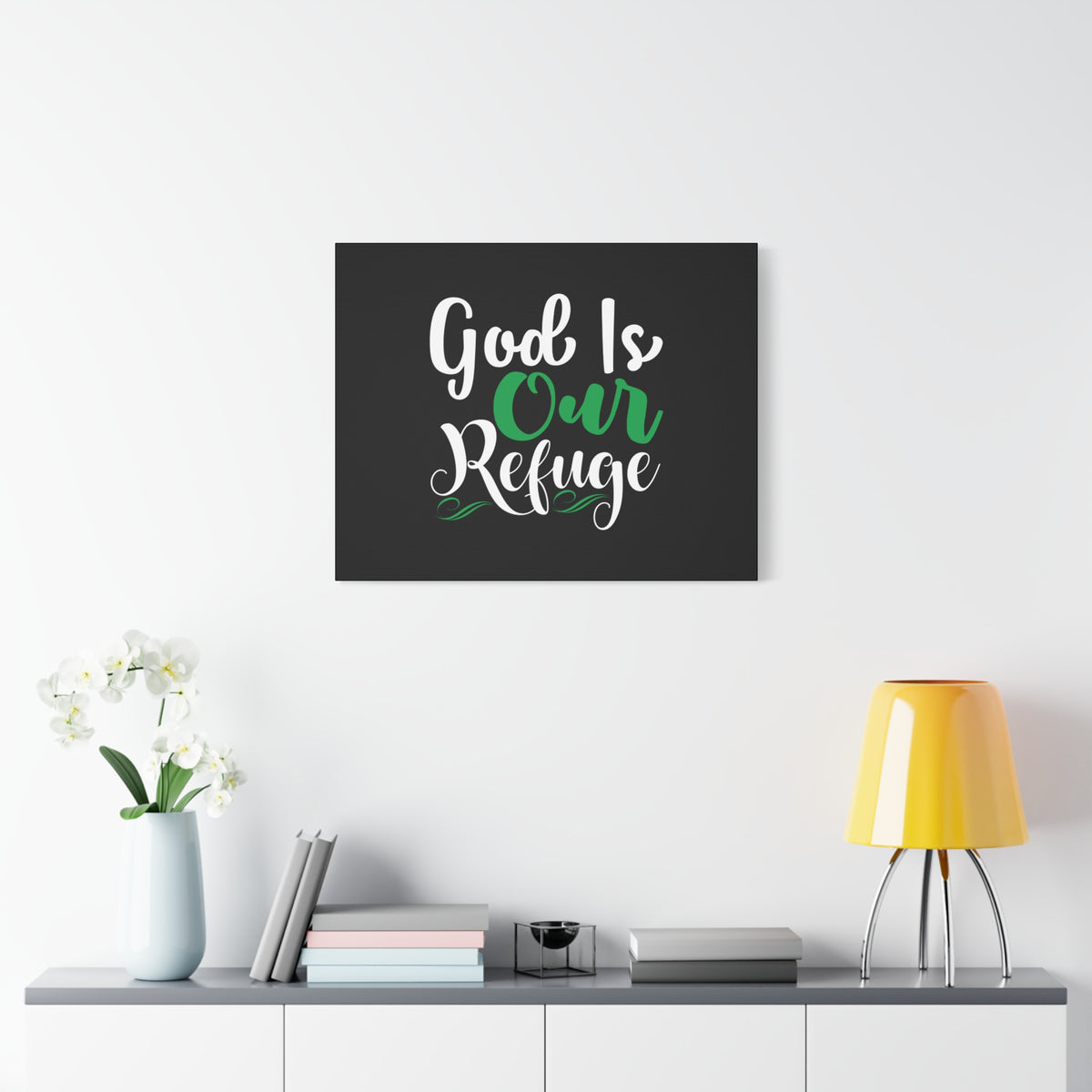 Scripture Canvas God Is Our Refuge Psalm 46:1 Christian Wall Art Bible Verse Print Ready to Hang-Express Your Love Gifts