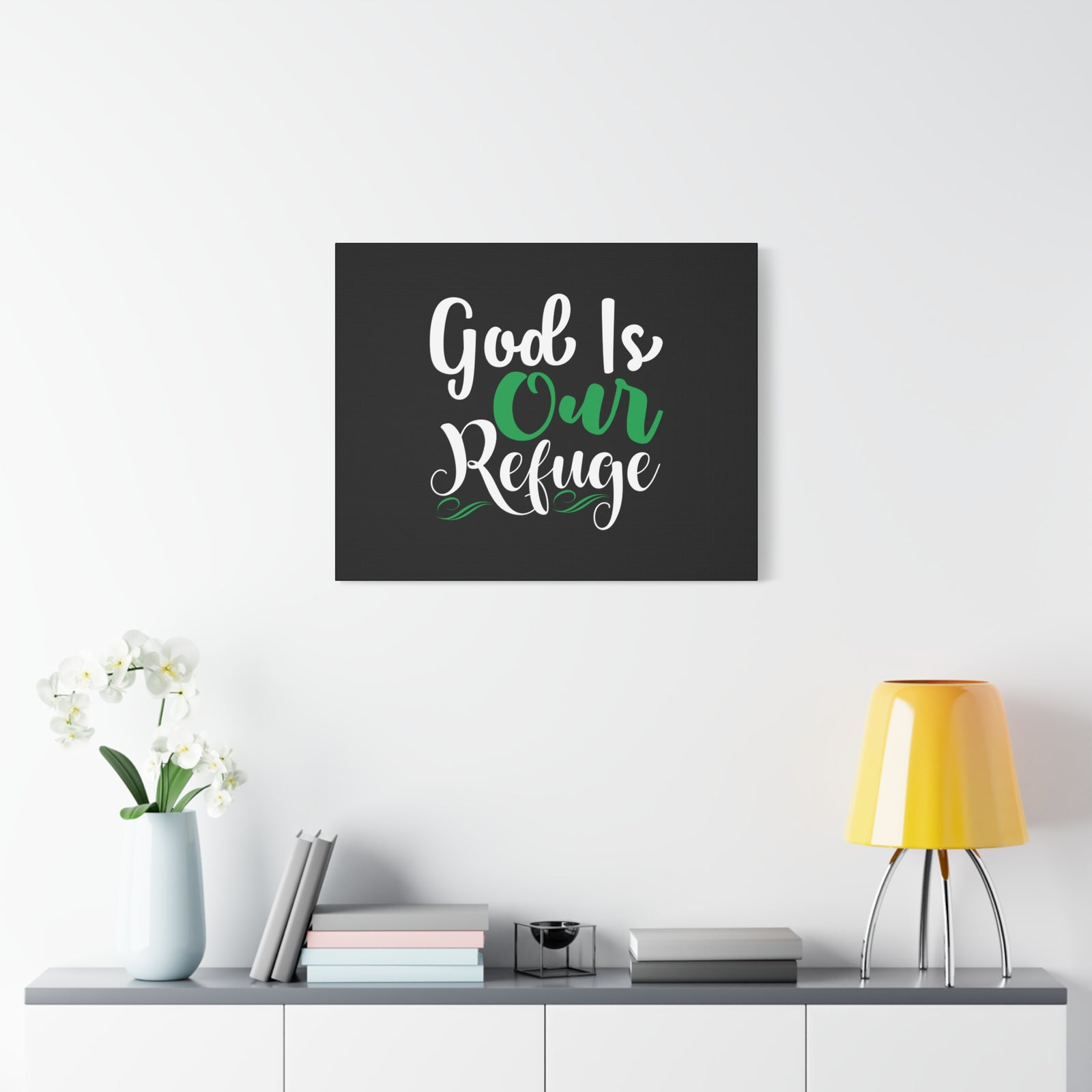 Scripture Canvas God Is Our Refuge Psalm 46:1 Christian Wall Art Bible Verse Print Ready to Hang-Express Your Love Gifts