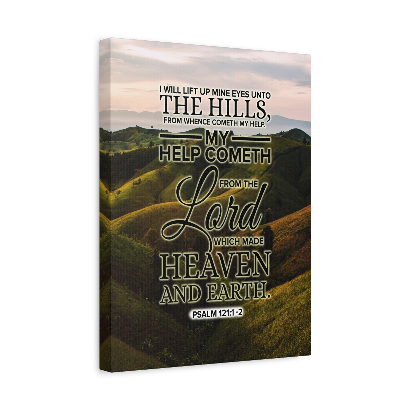 Scripture Canvas Heaven and Earth Psalm 121:1‭-‬2 KJV Christian Wall Art Bible Verse Print Ready to Hang-Express Your Love Gifts