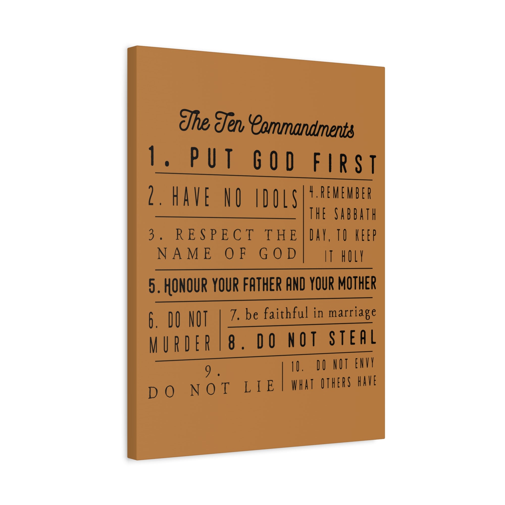 Scripture Canvas Ten Commandments Exodus 20:2–17 Christian Wall Art Print Ready to Hang-Express Your Love Gifts