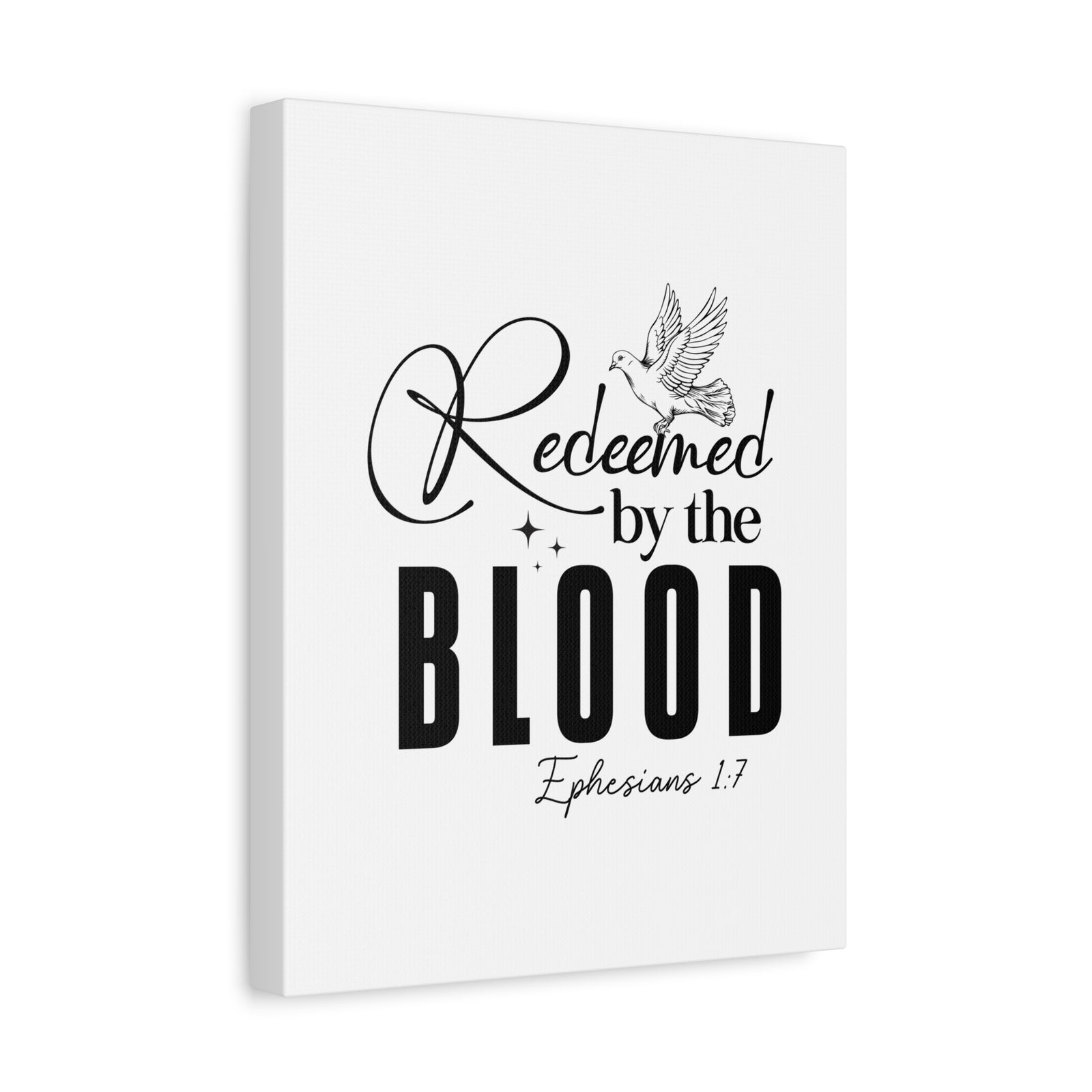 Scripture Walls Ephesians 1:7 Redeemed by Blood Bible Verse Canvas Christian Wall Art Ready to Hang Unframed-Express Your Love Gifts