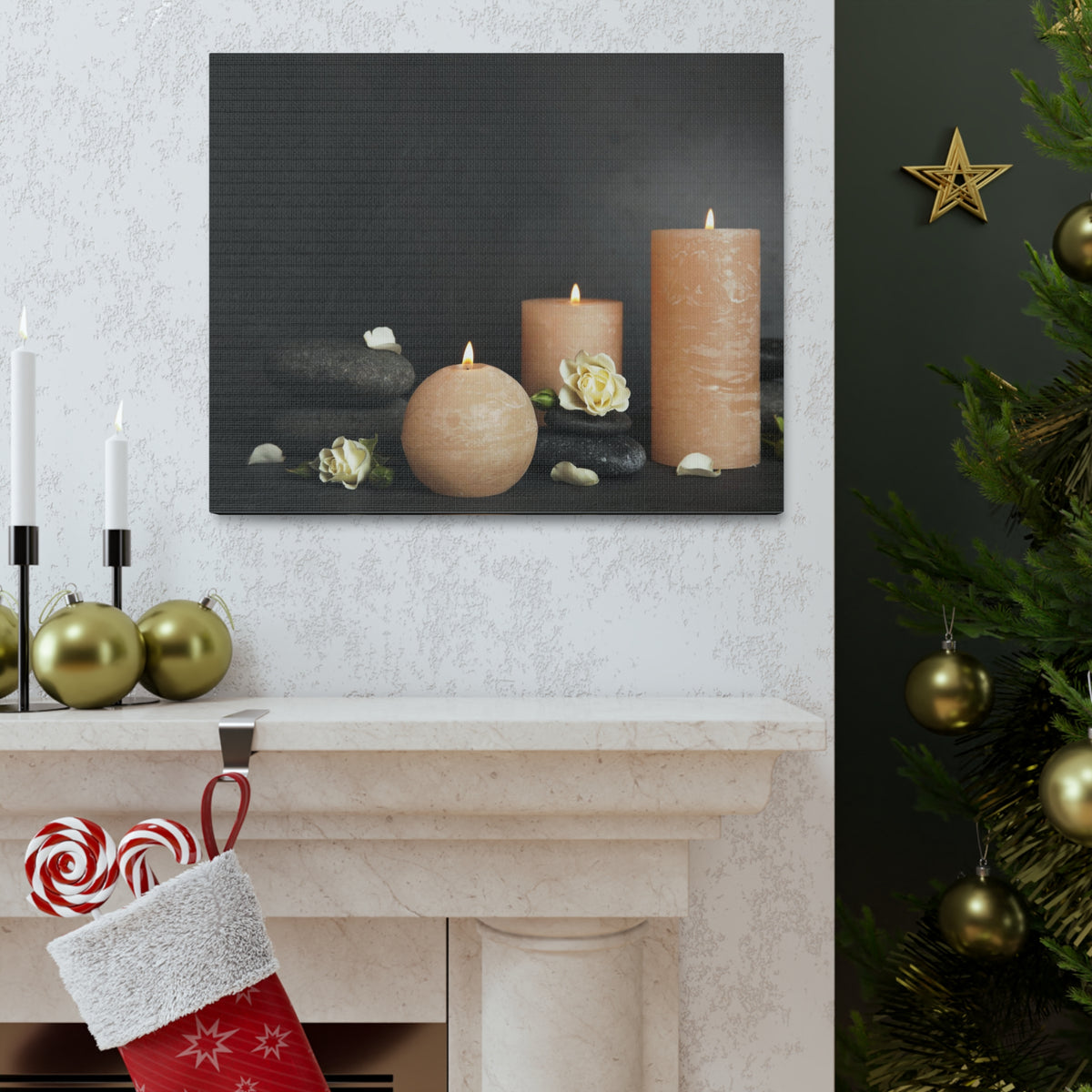 Spa Burning Candles Forest Floral Nature Photography Canvas Wall Art for Home Decor Ready-to-Hang-Express Your Love Gifts