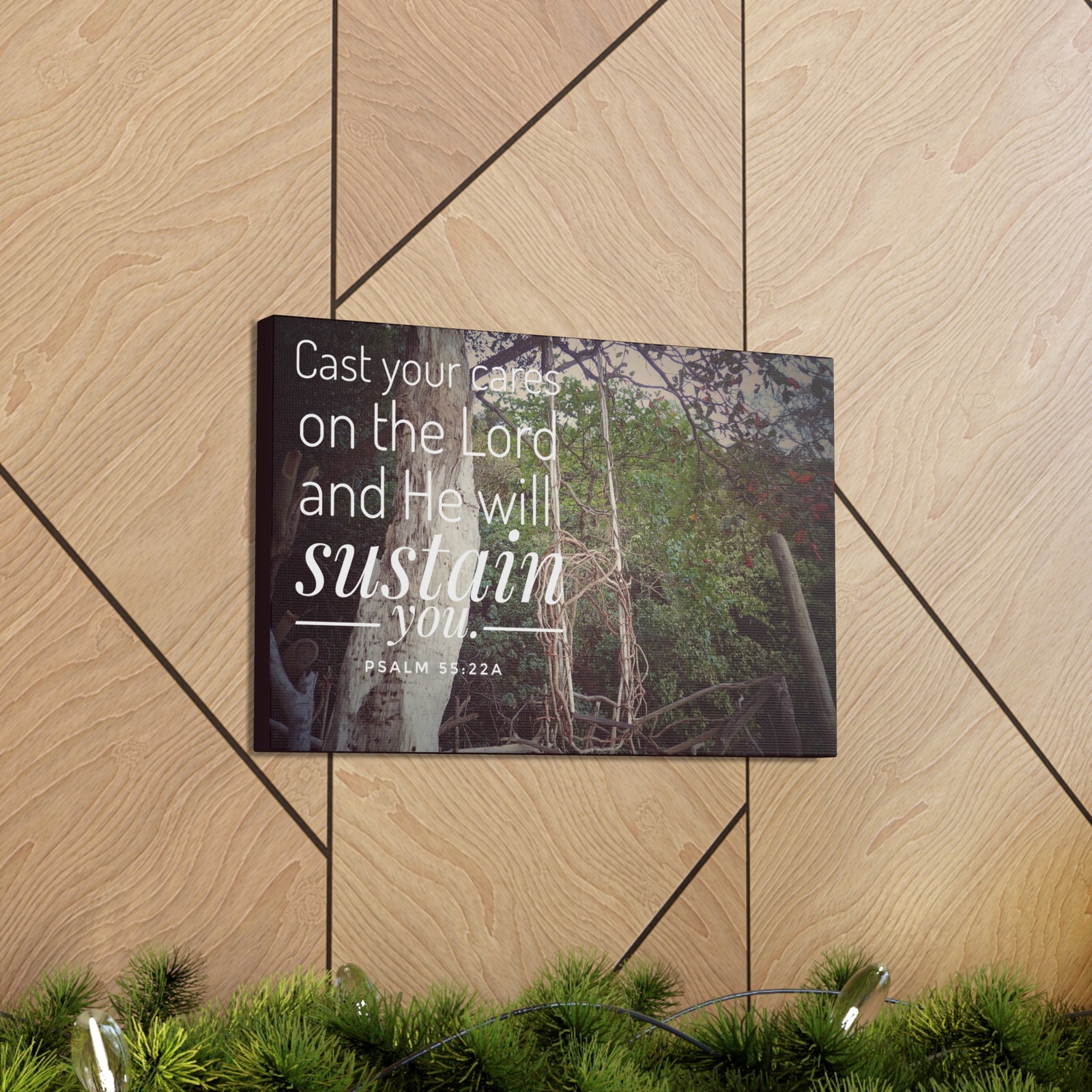 Scripture Walls He Will Sustain You Psalm 55:22 Bible Verse Canvas Christian Wall Art Ready to Hang-Express Your Love Gifts