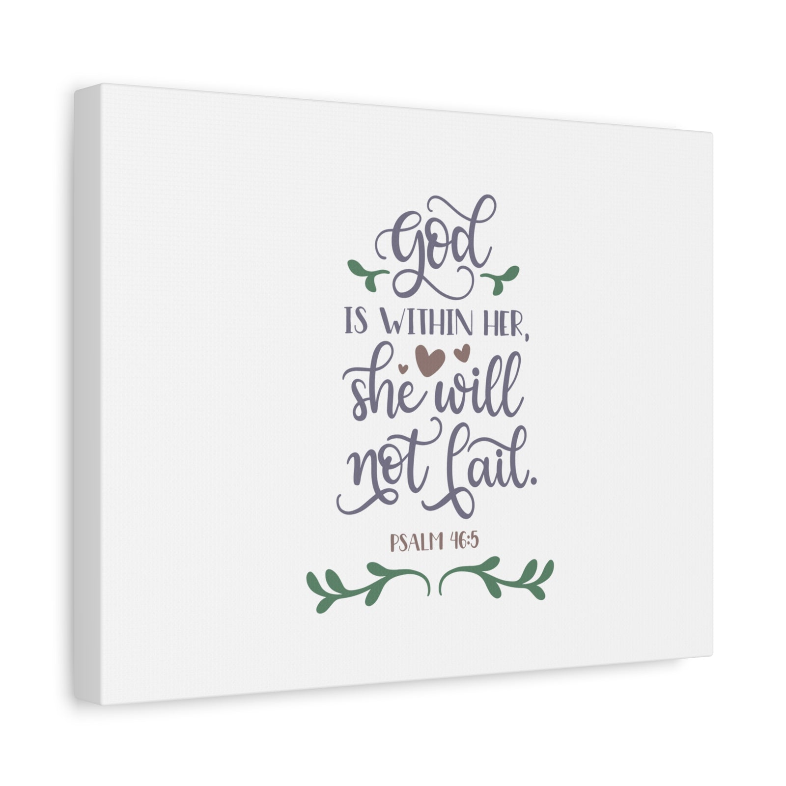 Scripture Canvas God Is Within Her Psalm 46:5 Hearts Christian Wall Art Bible Verse Print Ready to Hang-Express Your Love Gifts