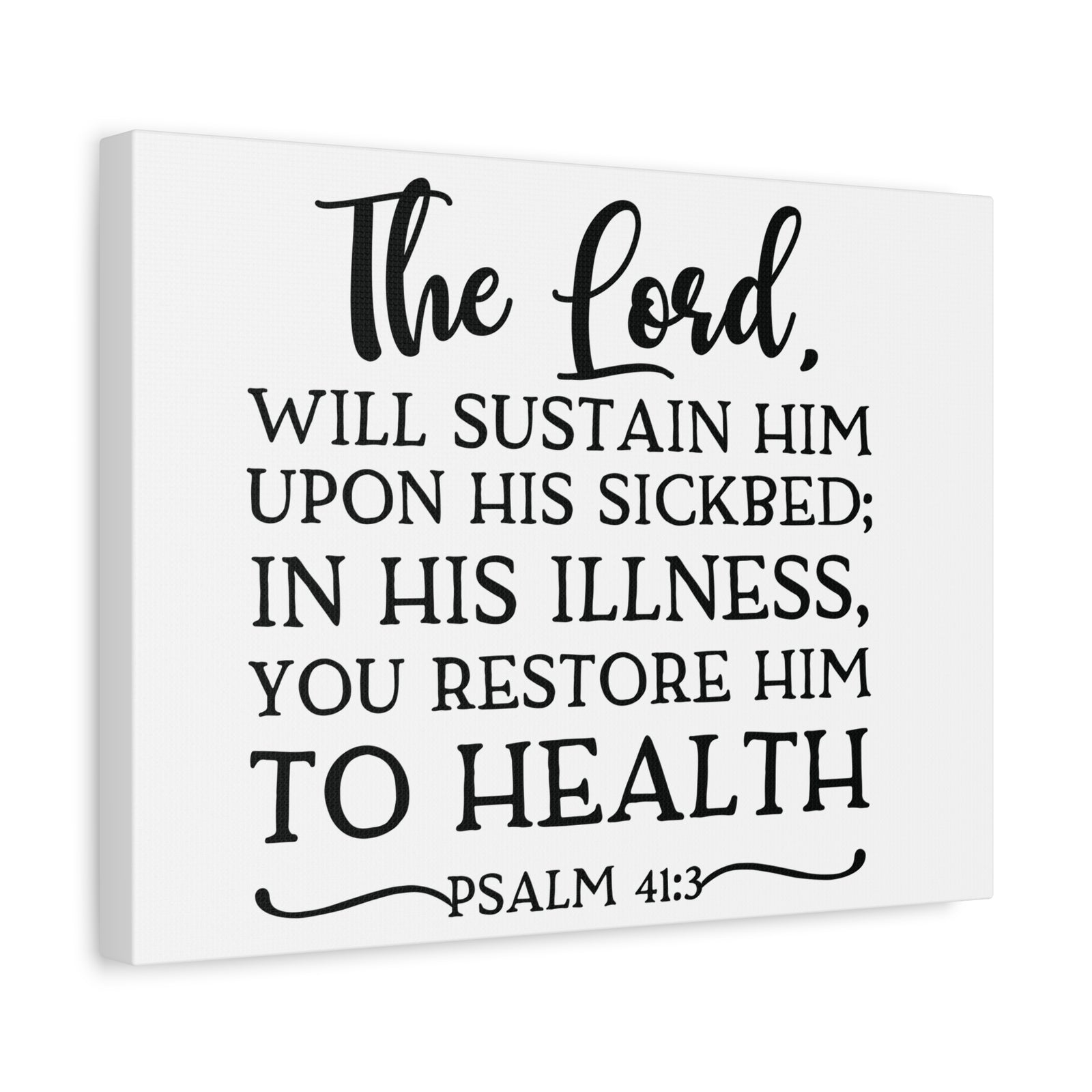 Scripture Canvas The Lord Will Psalm 41:3 Christian Wall Art Bible Verse Print Ready to Hang-Express Your Love Gifts